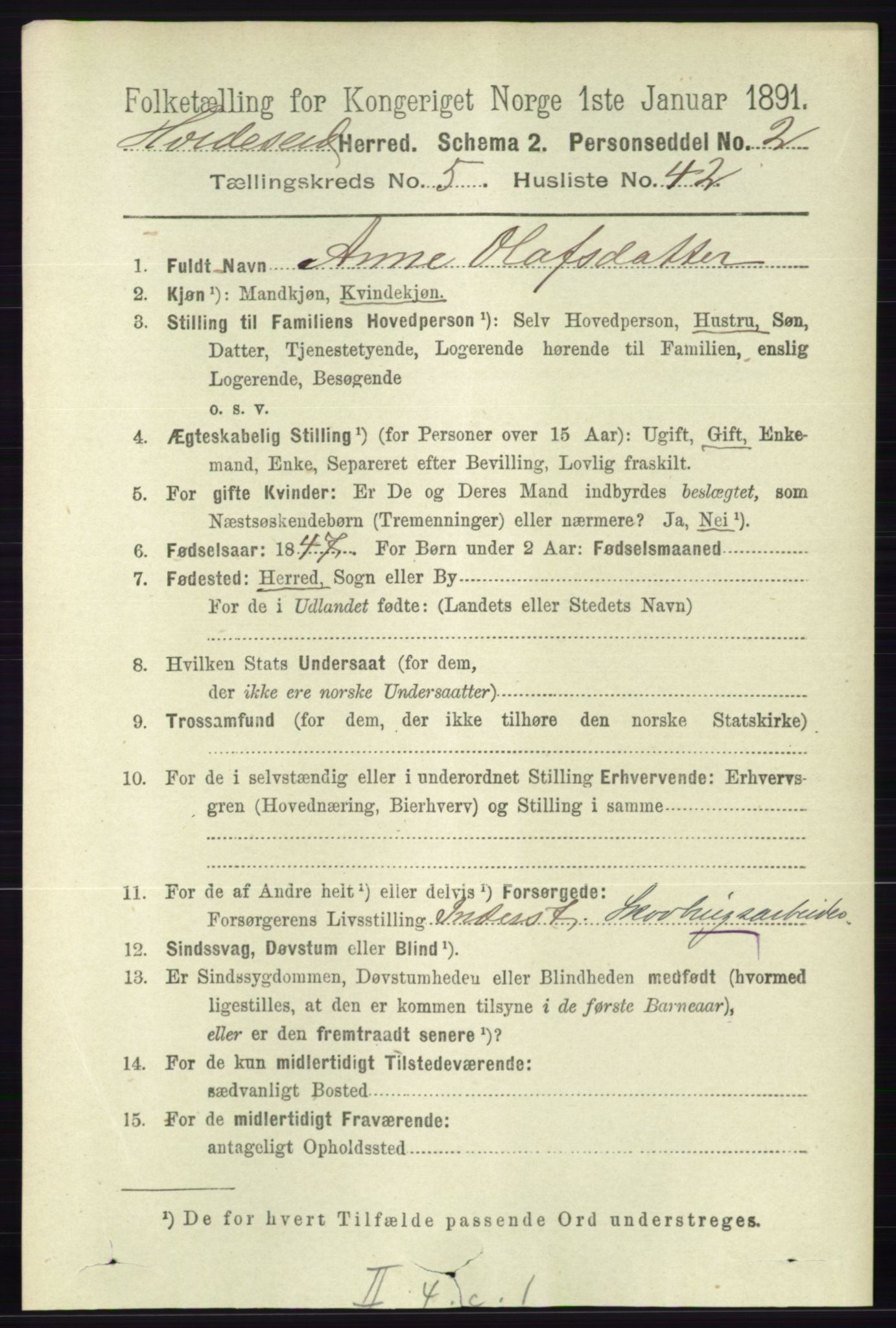 RA, 1891 census for 0829 Kviteseid, 1891, p. 1124