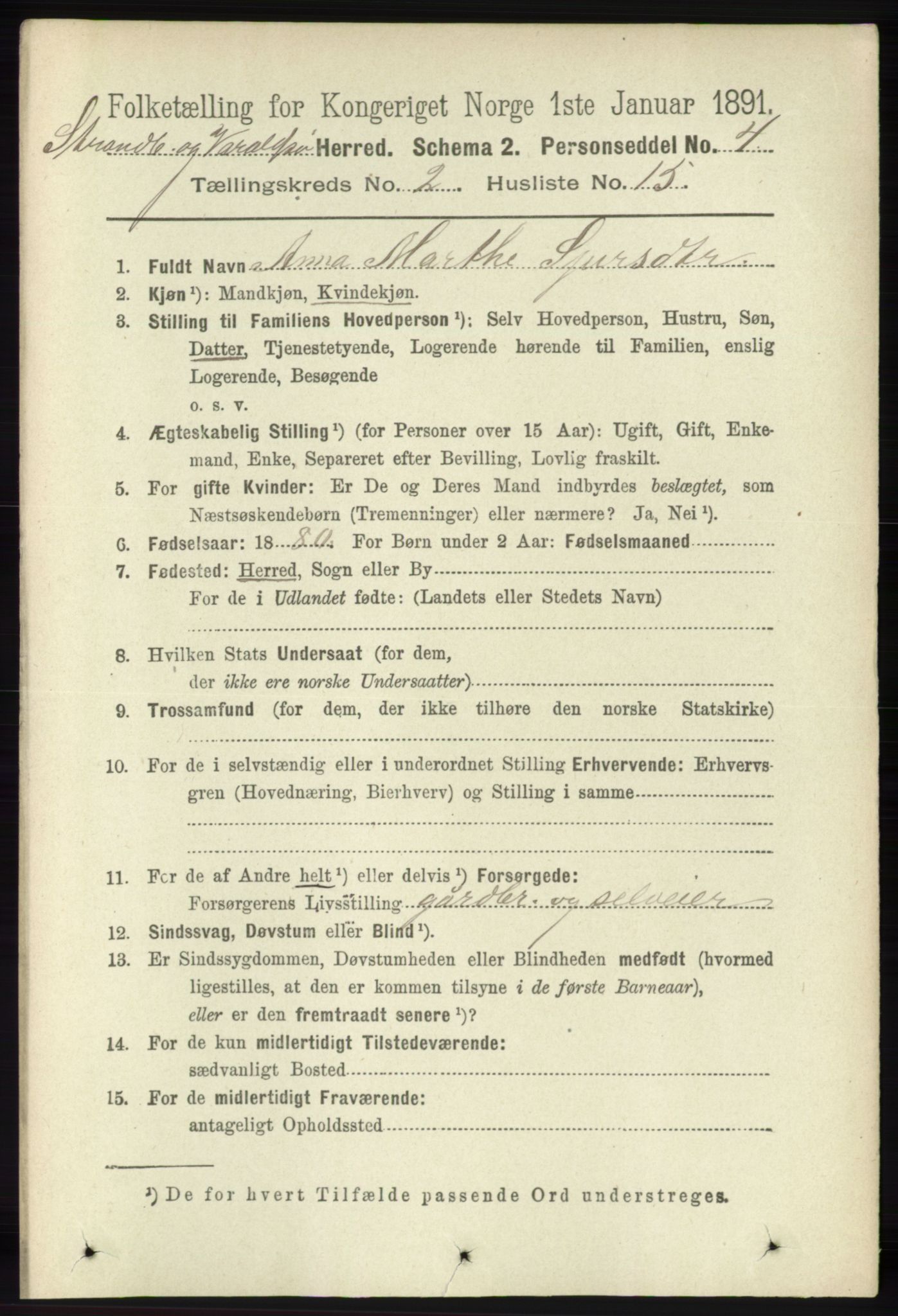 RA, 1891 census for 1226 Strandebarm og Varaldsøy, 1891, p. 684