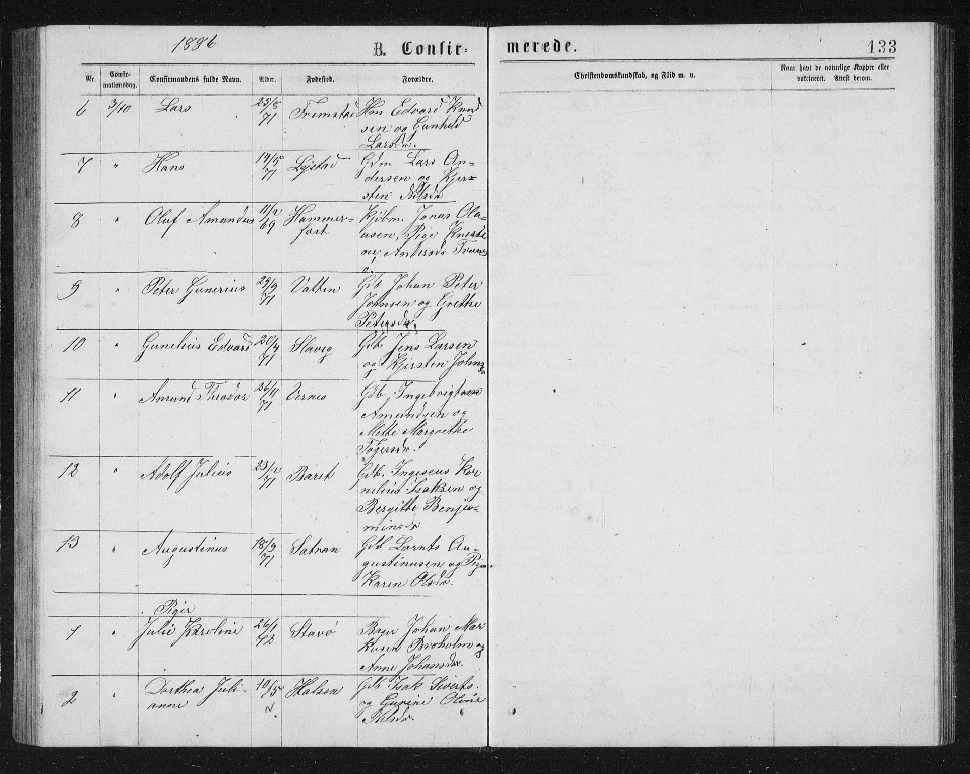 Ministerialprotokoller, klokkerbøker og fødselsregistre - Sør-Trøndelag, AV/SAT-A-1456/662/L0756: Parish register (copy) no. 662C01, 1869-1891, p. 133