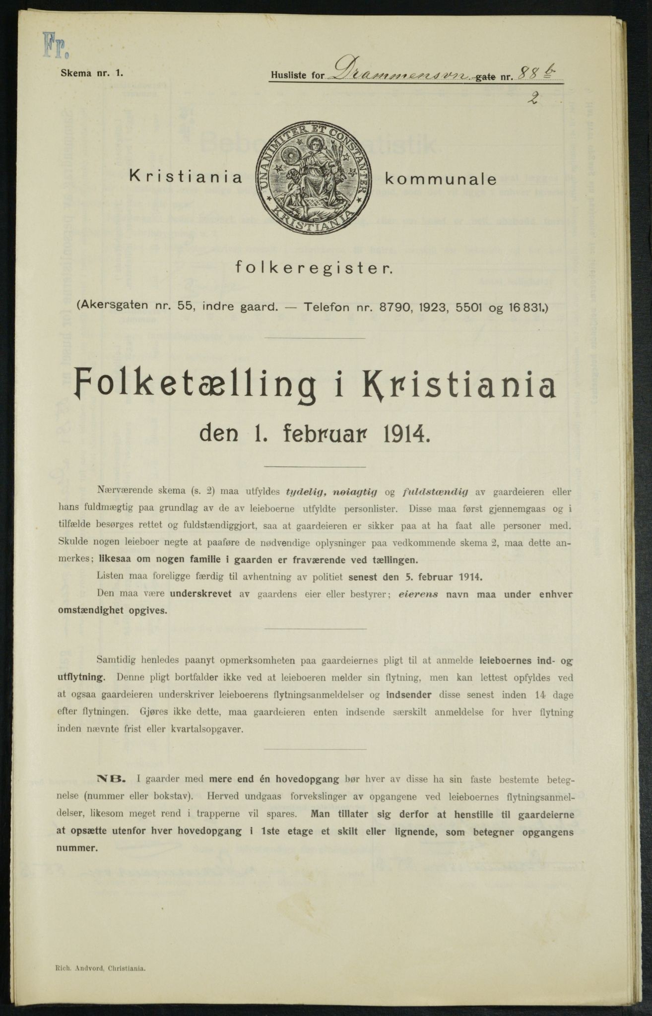 OBA, Municipal Census 1914 for Kristiania, 1914, p. 17094