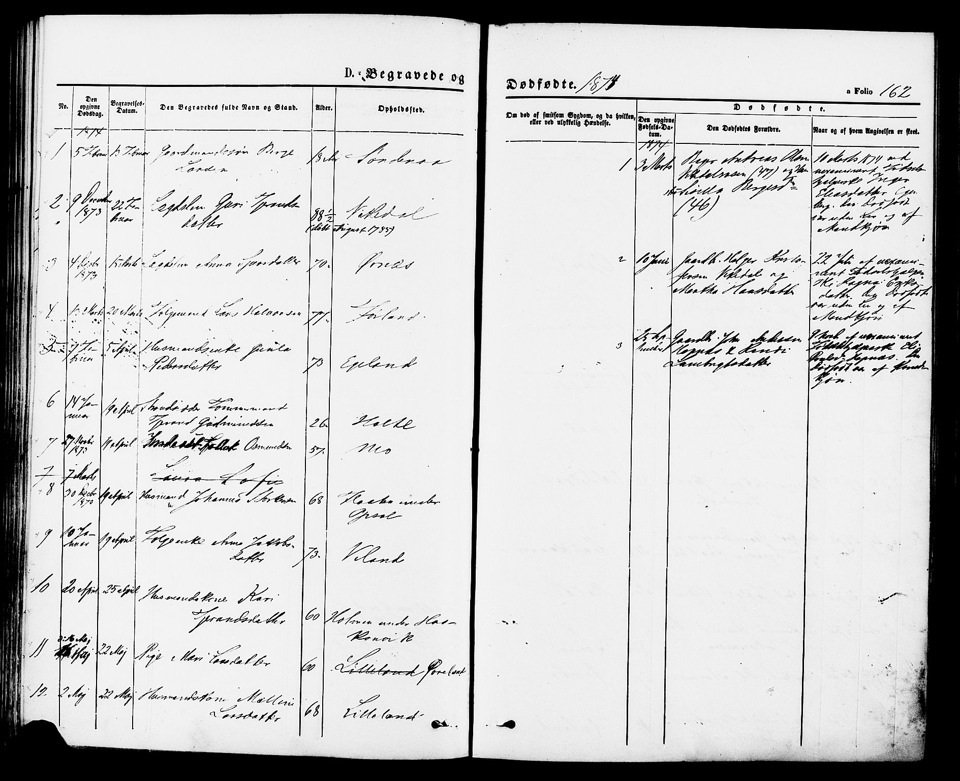 Vikedal sokneprestkontor, AV/SAST-A-101840/01/IV: Parish register (official) no. A 7, 1868-1883, p. 162