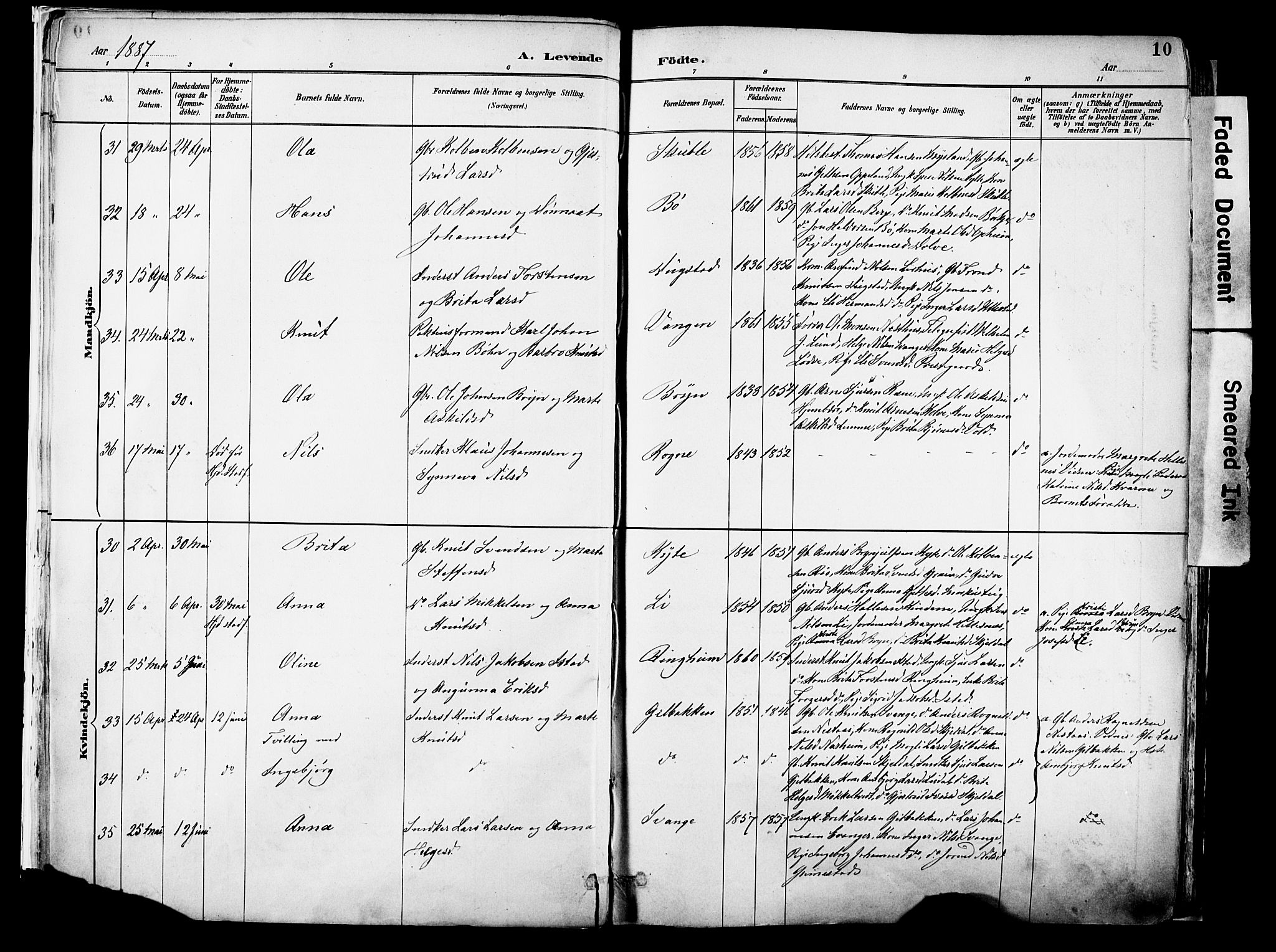 Voss sokneprestembete, AV/SAB-A-79001/H/Haa: Parish register (official) no. A 21, 1887-1903, p. 10