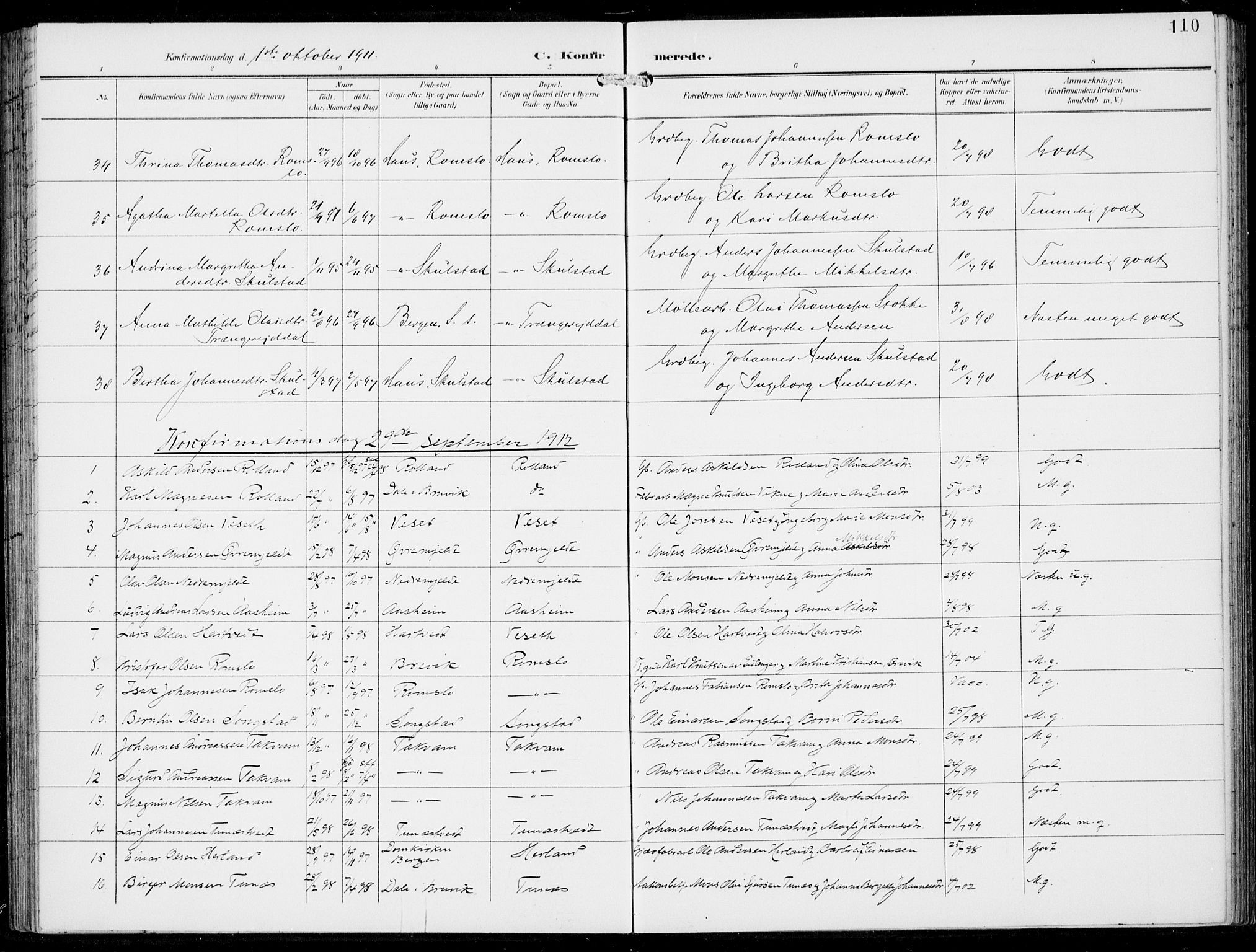 Haus sokneprestembete, SAB/A-75601/H/Haa: Parish register (official) no. B  2, 1899-1912, p. 110