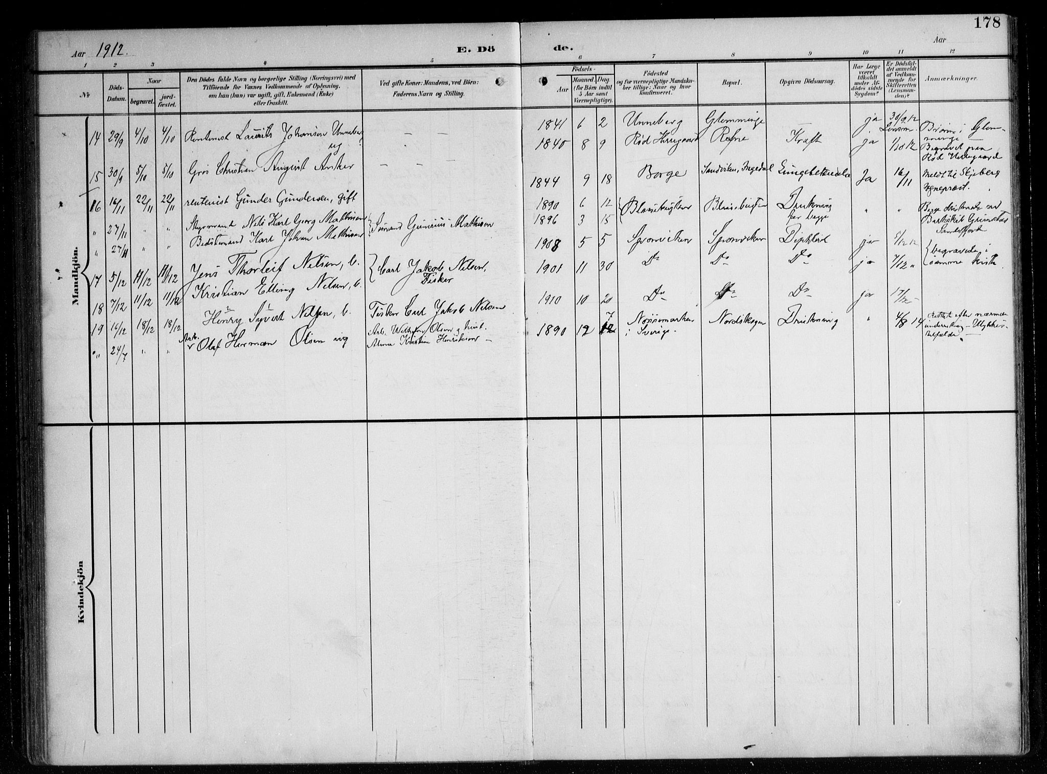 Berg prestekontor Kirkebøker, AV/SAO-A-10902/F/Fa/L0008: Parish register (official) no. I 8, 1902-1920, p. 178