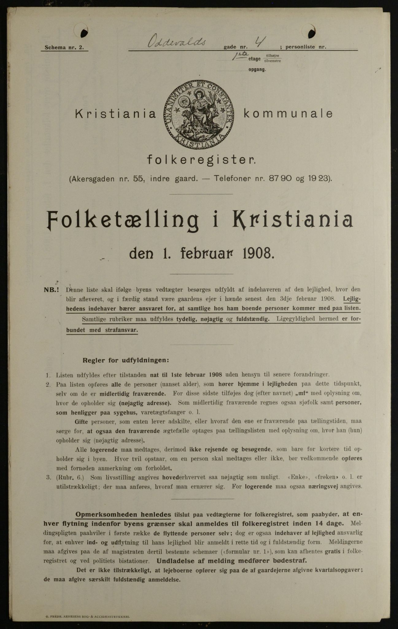 OBA, Municipal Census 1908 for Kristiania, 1908, p. 66932