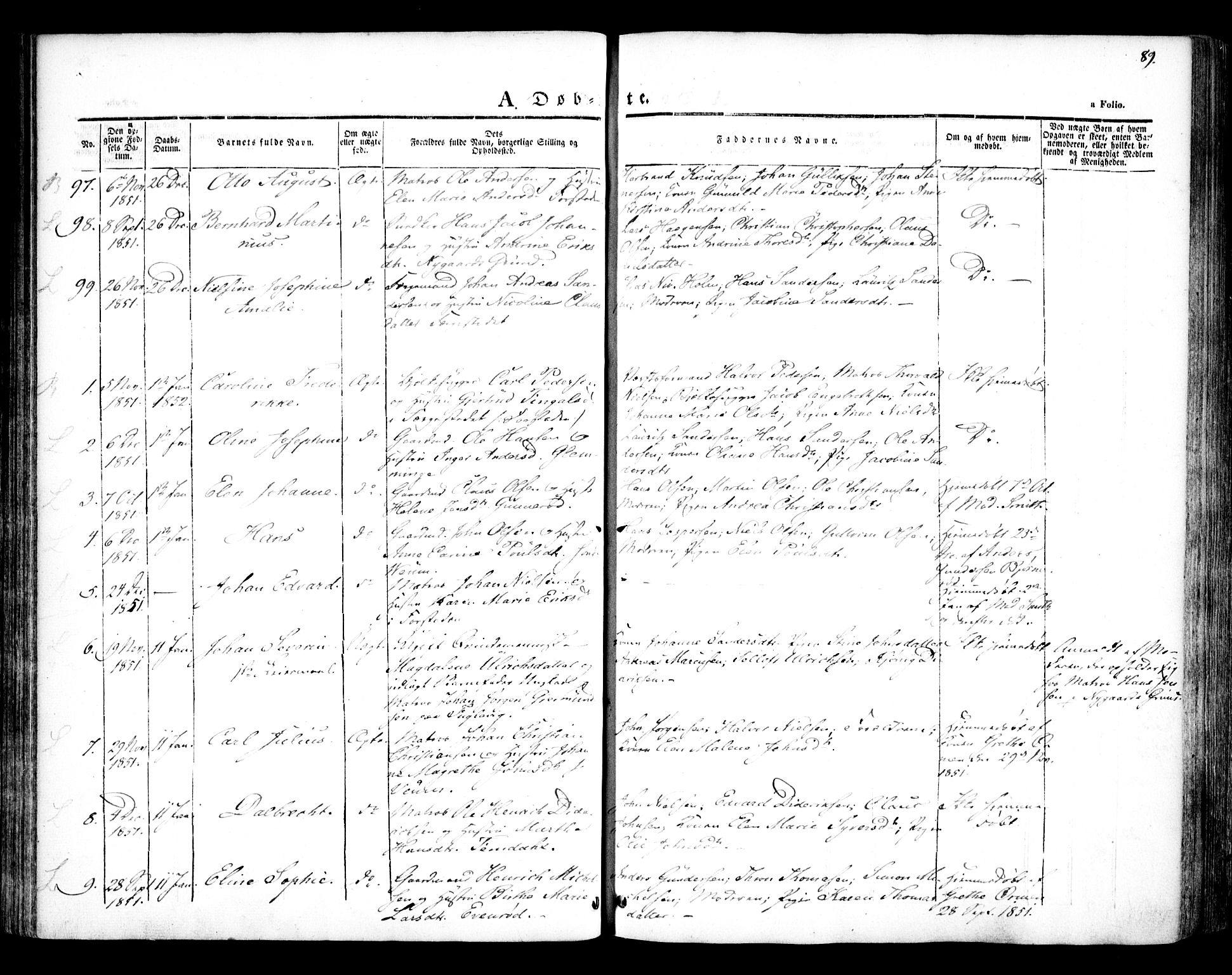 Glemmen prestekontor Kirkebøker, AV/SAO-A-10908/F/Fa/L0005: Parish register (official) no. 5, 1838-1852, p. 89