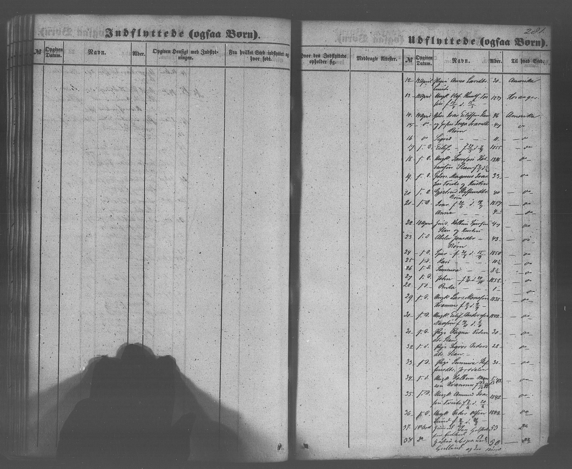 Voss sokneprestembete, SAB/A-79001/H/Haa: Parish register (official) no. A 20, 1855-1886, p. 281