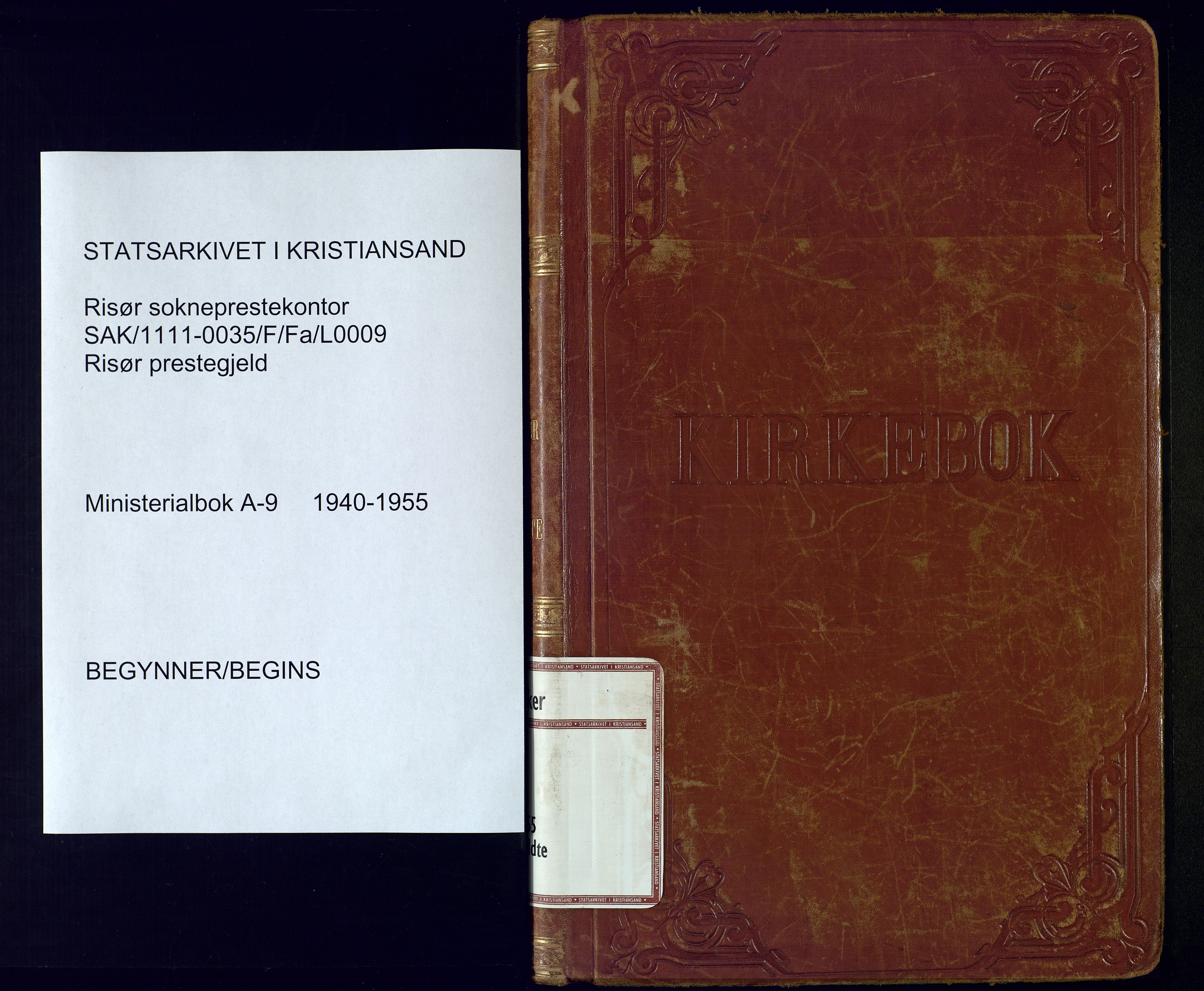 Risør sokneprestkontor, SAK/1111-0035/F/Fa/L0009: Parish register (official) no. A 9, 1940-1955