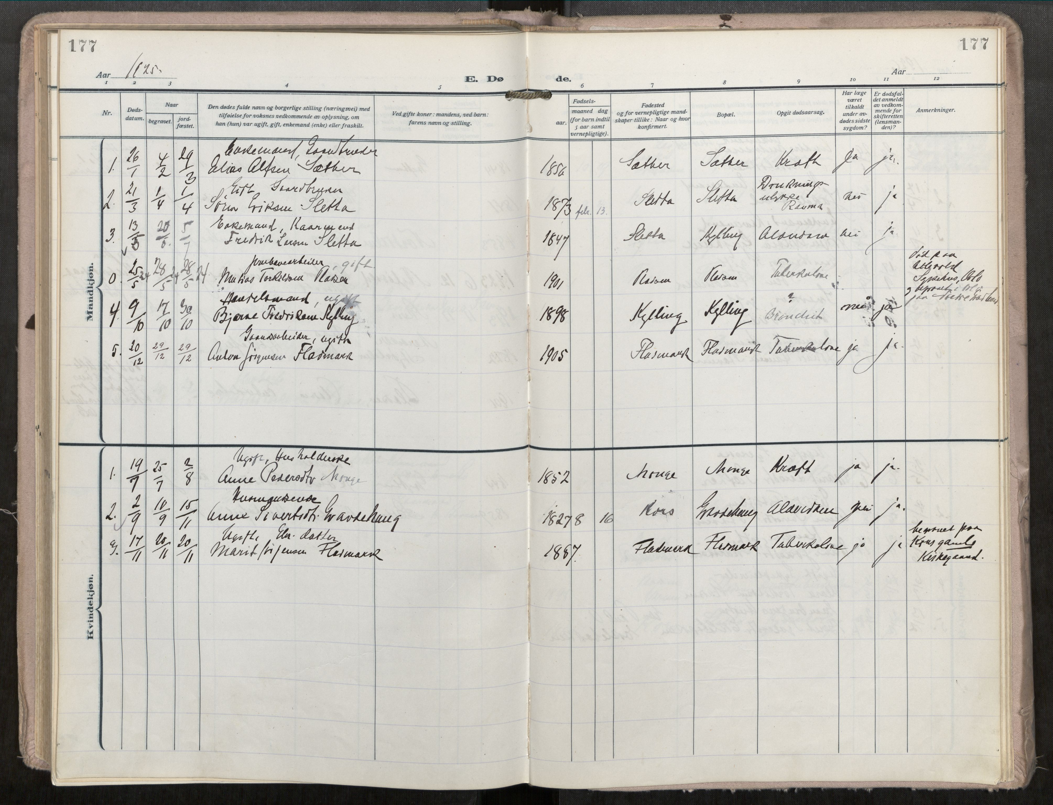 Ministerialprotokoller, klokkerbøker og fødselsregistre - Møre og Romsdal, AV/SAT-A-1454/546/L0601: Parish register (official) no. 546A04, 1919-1956, p. 177