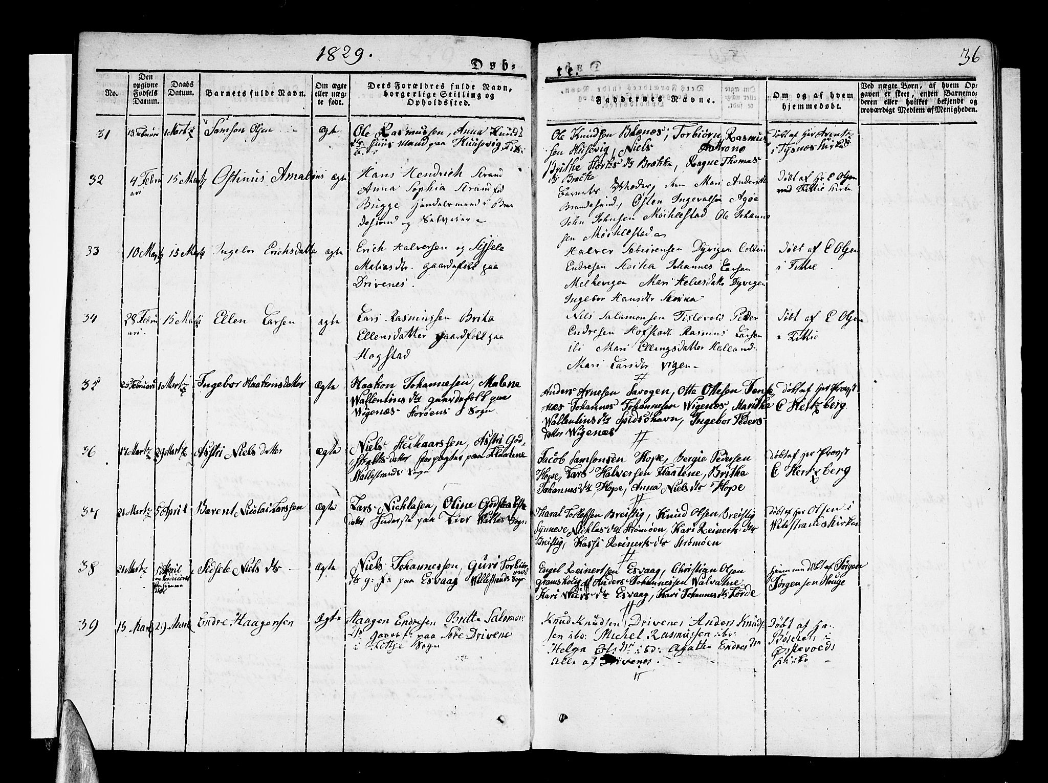 Stord sokneprestembete, AV/SAB-A-78201/H/Haa: Parish register (official) no. A 6, 1826-1840, p. 36