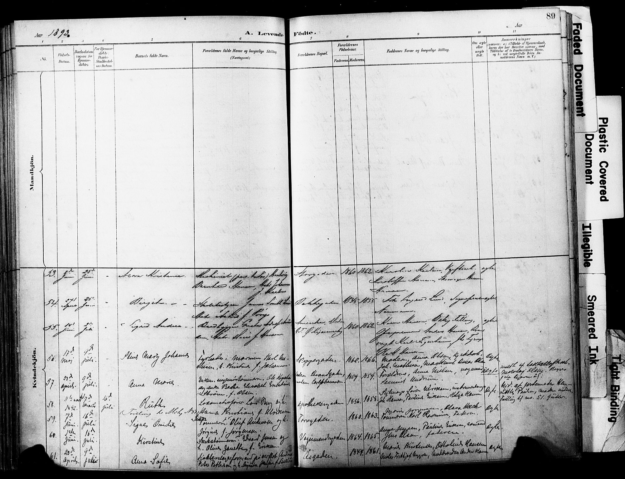 Horten kirkebøker, SAKO/A-348/F/Fa/L0004: Parish register (official) no. 4, 1888-1895, p. 89