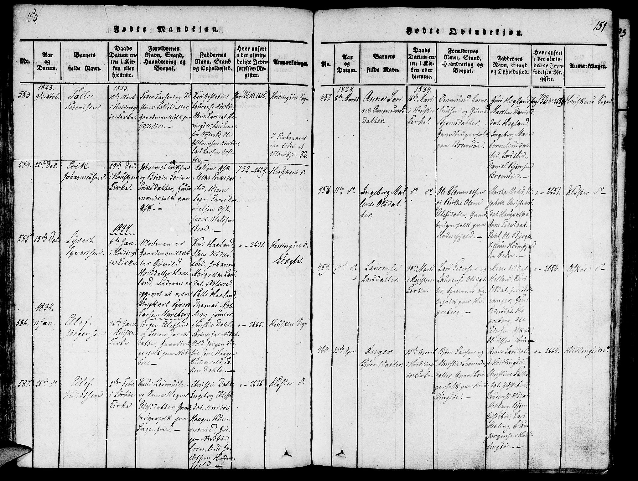 Rennesøy sokneprestkontor, SAST/A -101827/H/Ha/Haa/L0004: Parish register (official) no. A 4, 1816-1837, p. 150-151