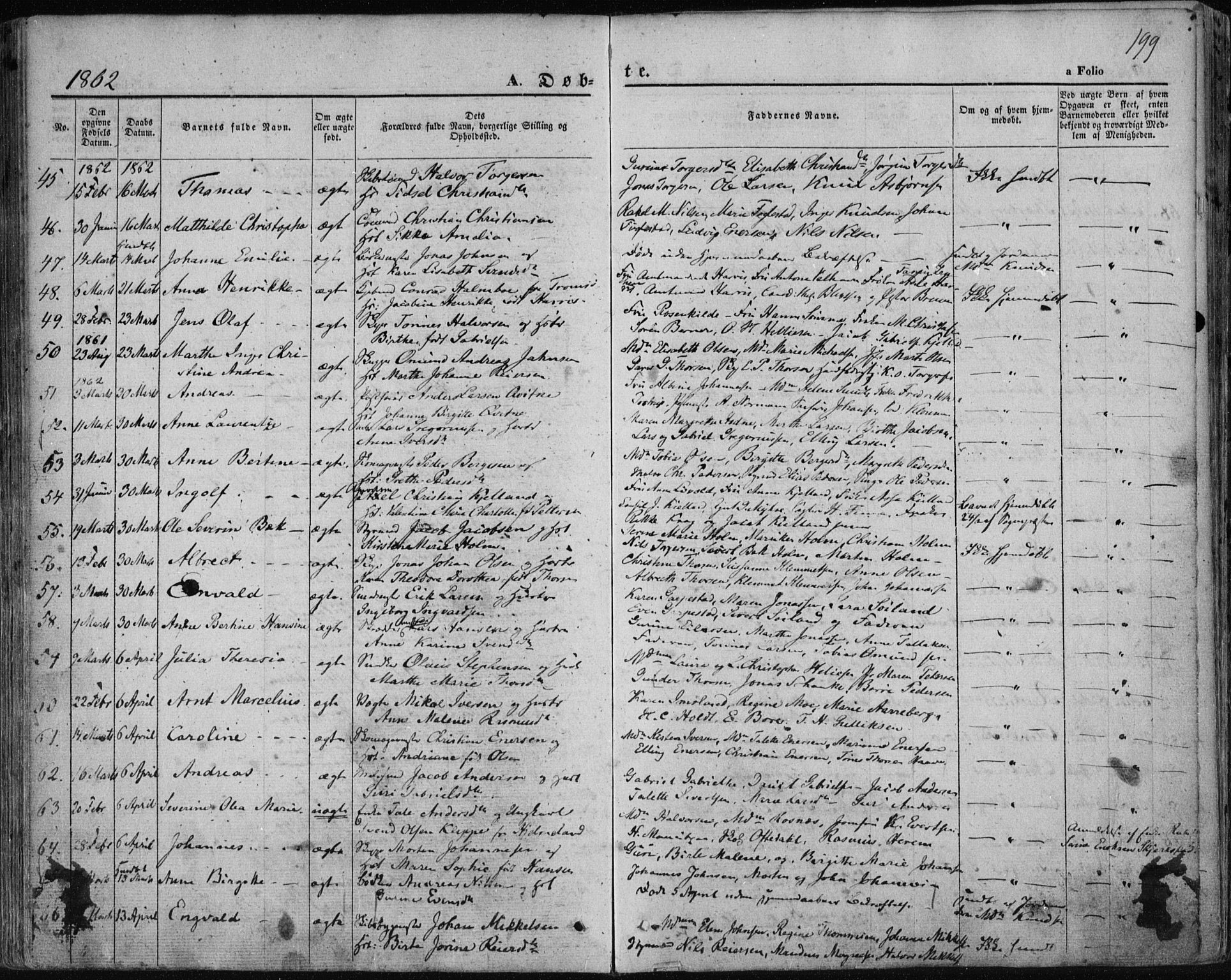 Domkirken sokneprestkontor, SAST/A-101812/001/30/30BA/L0017: Parish register (official) no. A 16, 1855-1867, p. 199