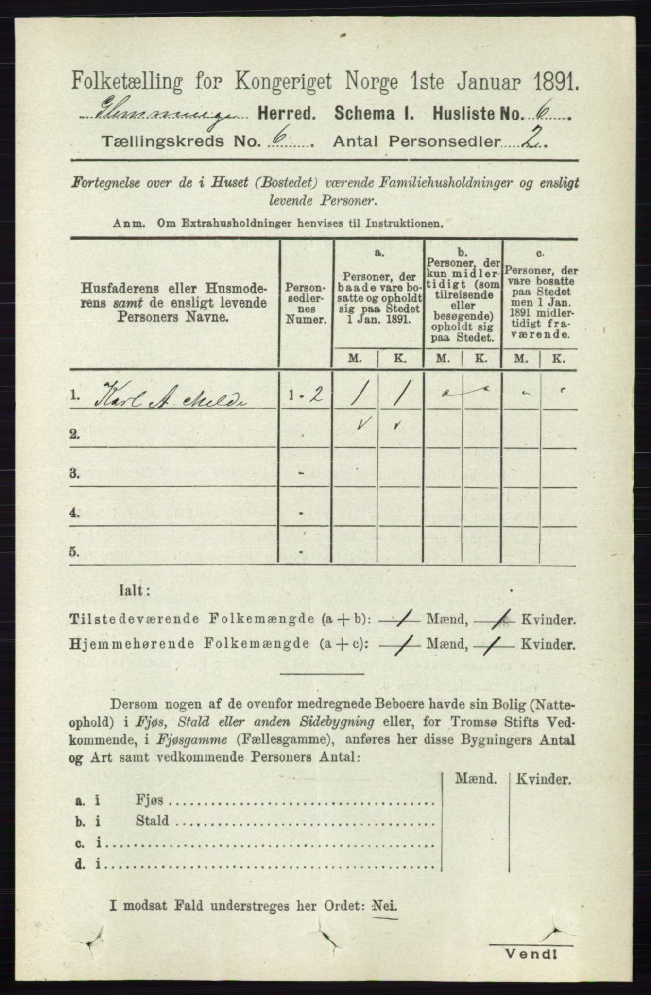 RA, 1891 census for 0132 Glemmen, 1891, p. 7318