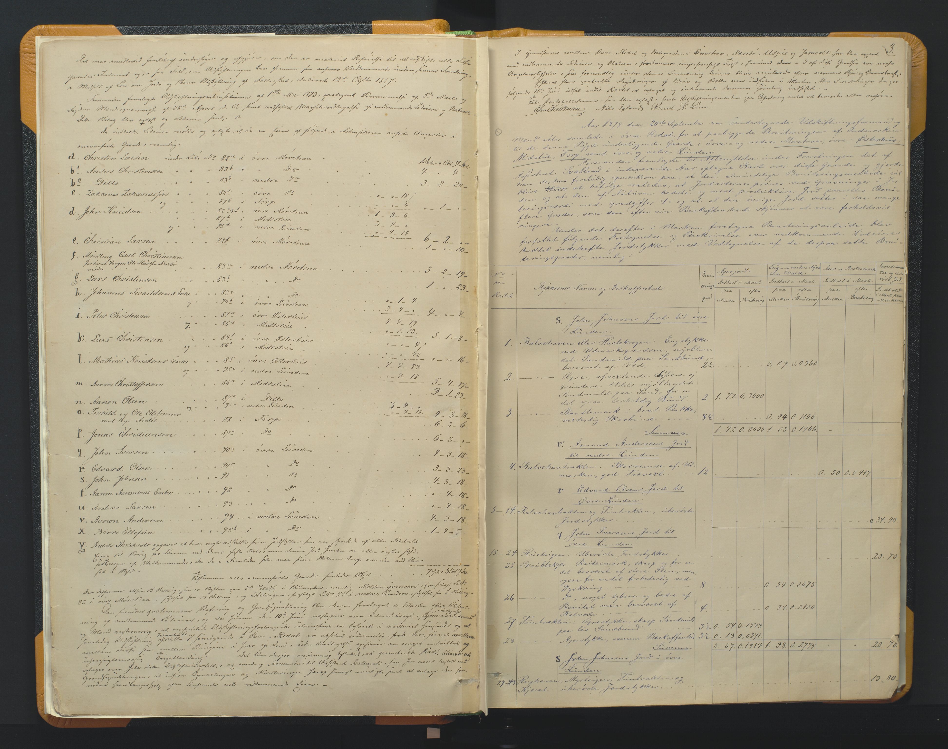 Utskiftningsformannen i Nedenes amt, AV/SAK-1541-0002/F/Fa/Faa/L0008: Utskiftningsprotokoll med gårdsregister, Nedenes amt nr 8, 1875-1881, p. 3