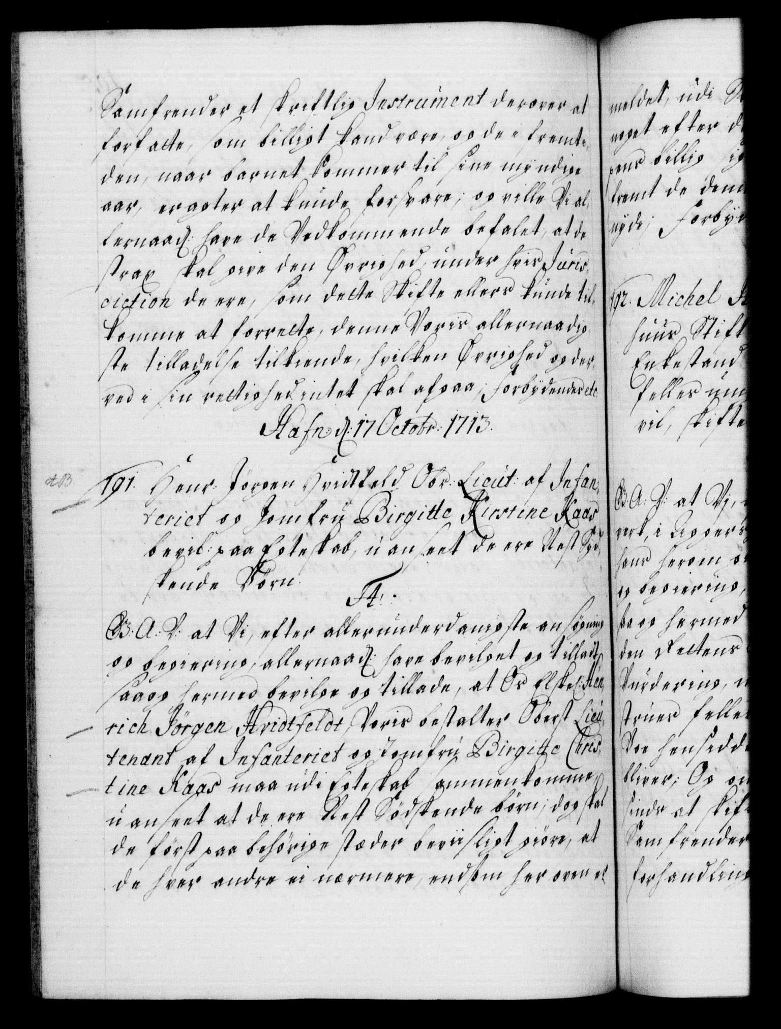 Danske Kanselli 1572-1799, AV/RA-EA-3023/F/Fc/Fca/Fcaa/L0021: Norske registre, 1712-1715, p. 165b