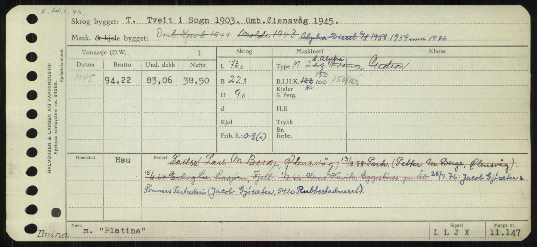 Sjøfartsdirektoratet med forløpere, Skipsmålingen, AV/RA-S-1627/H/Ha/L0004/0002: Fartøy, Mas-R / Fartøy, Odin-R, p. 323