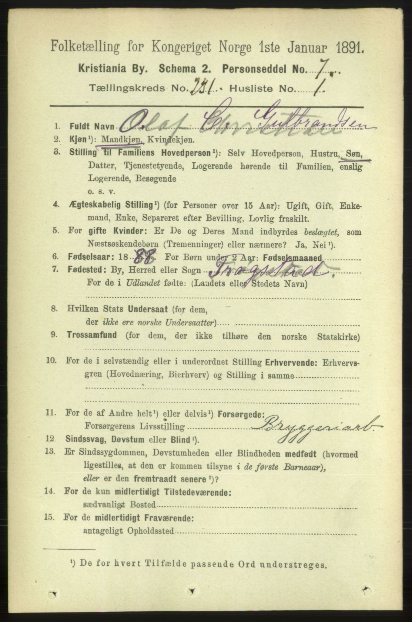 RA, 1891 census for 0301 Kristiania, 1891, p. 142511