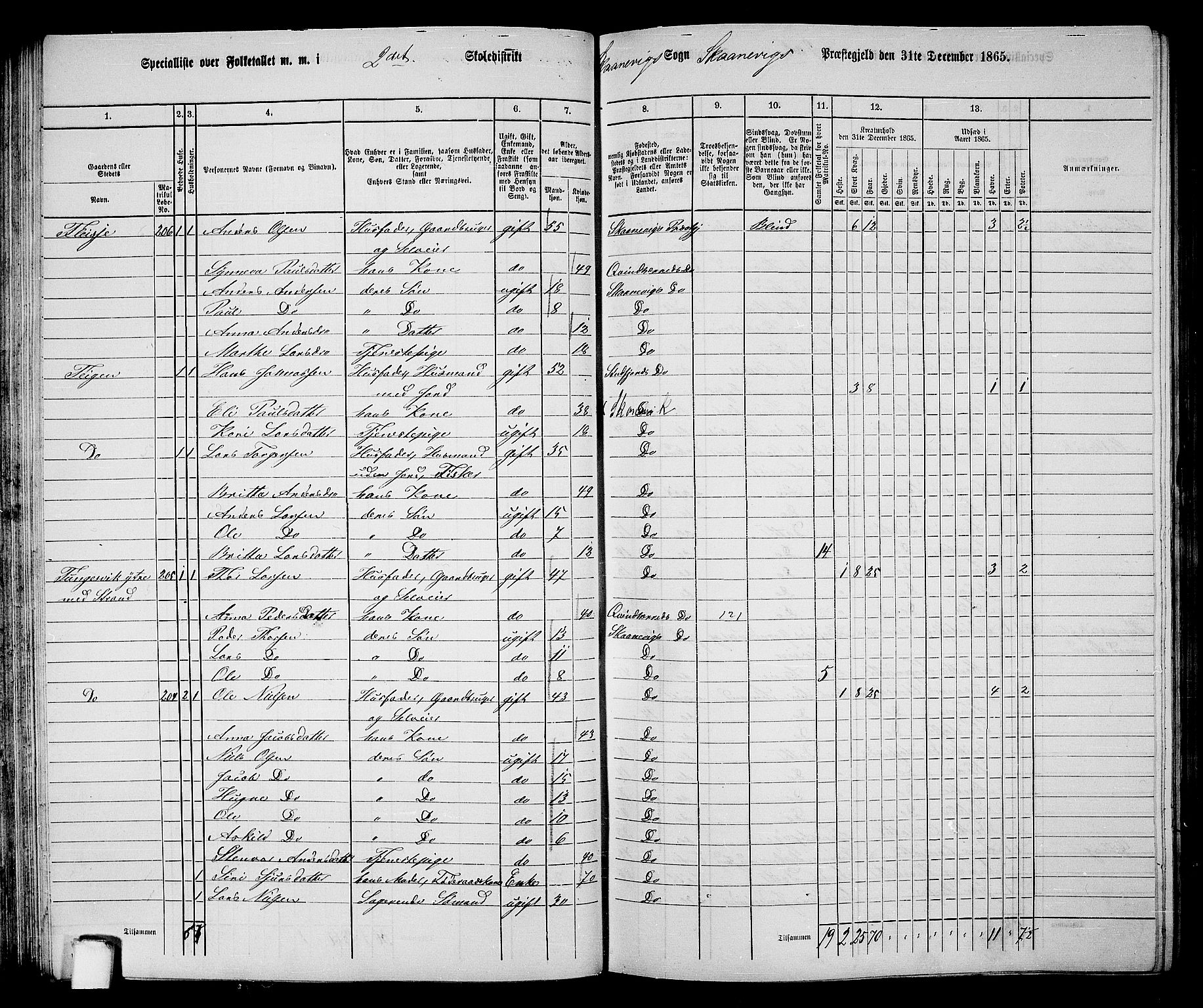 RA, 1865 census for Skånevik, 1865, p. 48