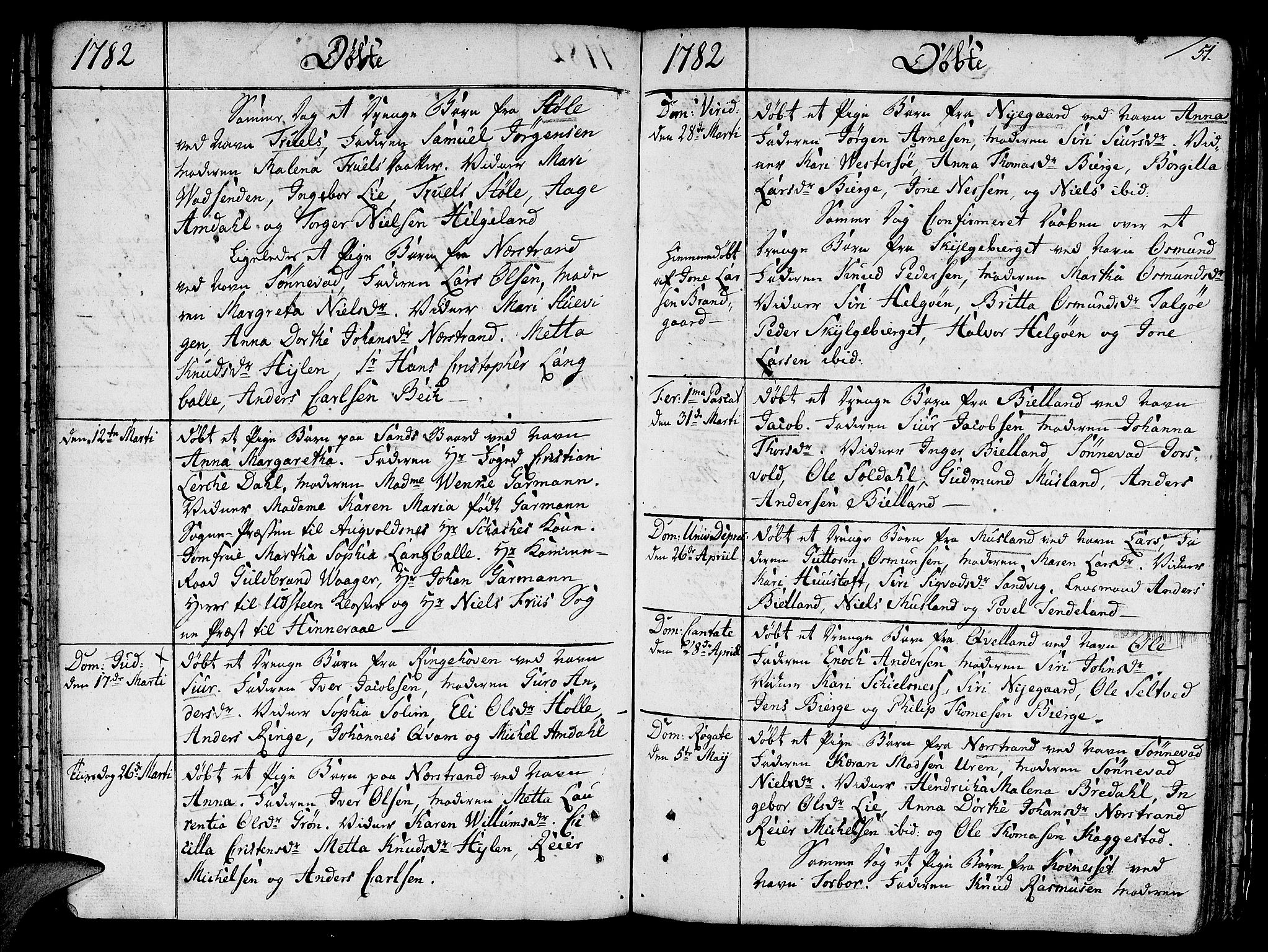 Nedstrand sokneprestkontor, SAST/A-101841/01/IV: Parish register (official) no. A 4, 1779-1795, p. 51
