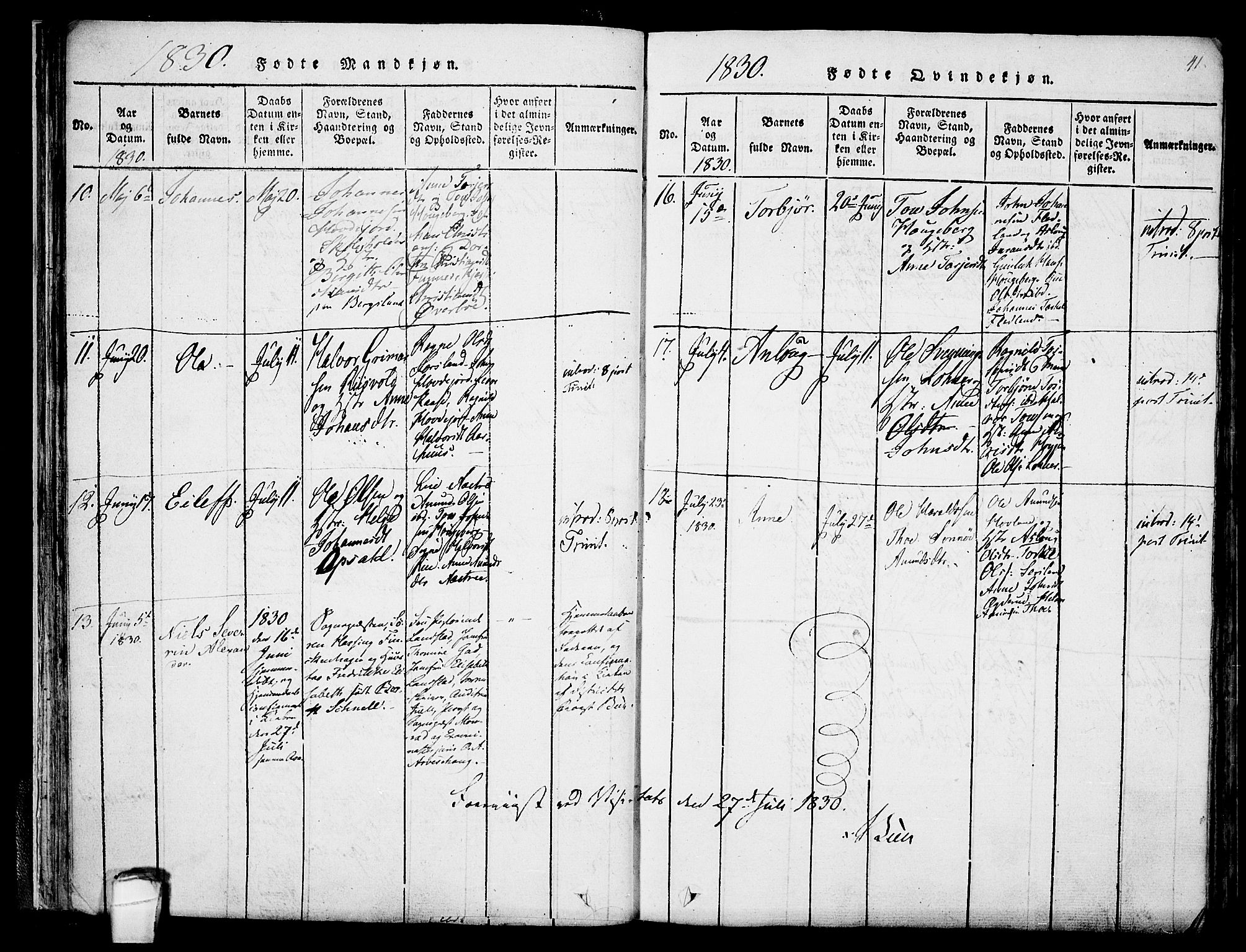 Hjartdal kirkebøker, SAKO/A-270/F/Fa/L0007: Parish register (official) no. I 7, 1815-1843, p. 41