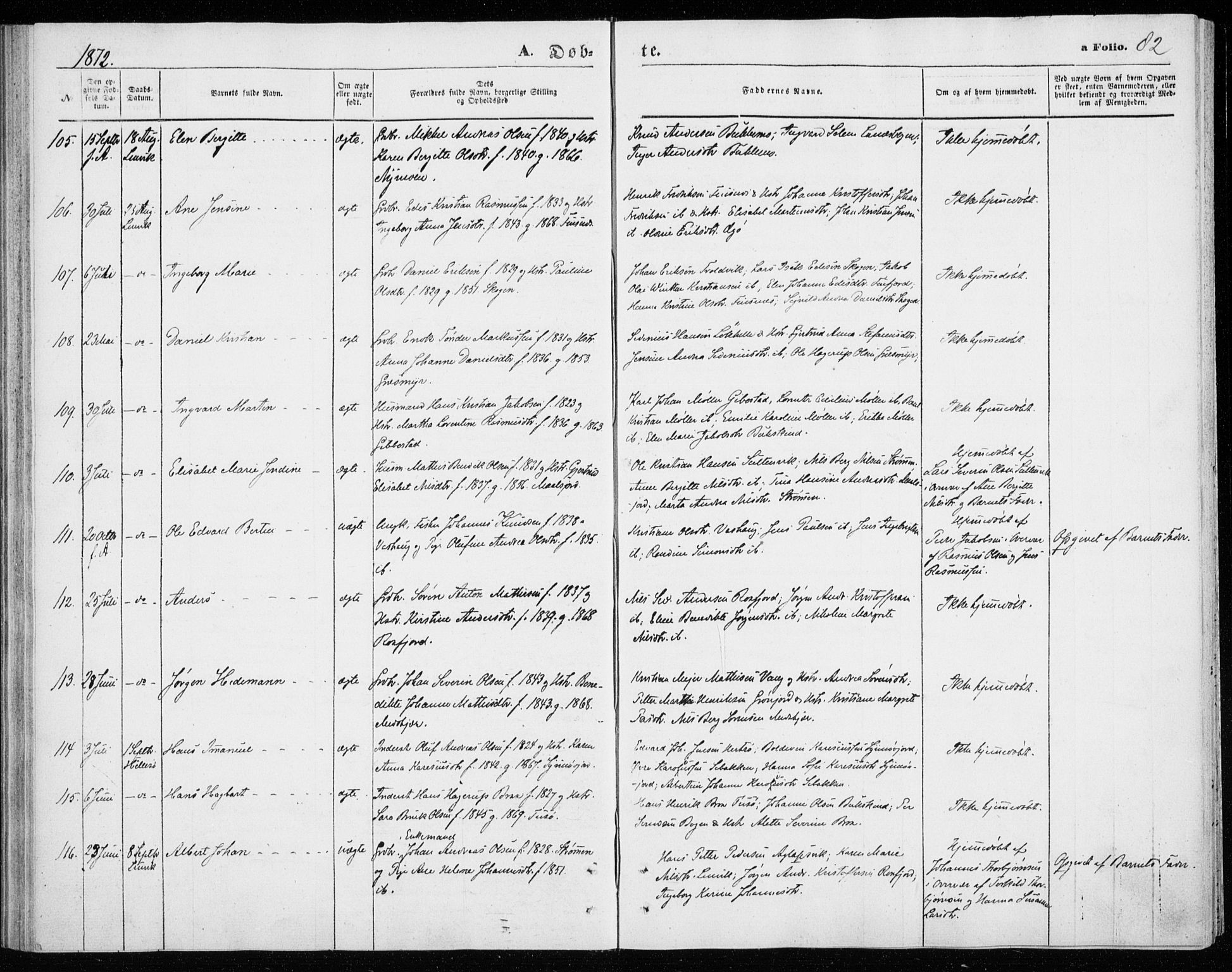 Lenvik sokneprestembete, SATØ/S-1310/H/Ha/Haa/L0009kirke: Parish register (official) no. 9, 1866-1873, p. 82