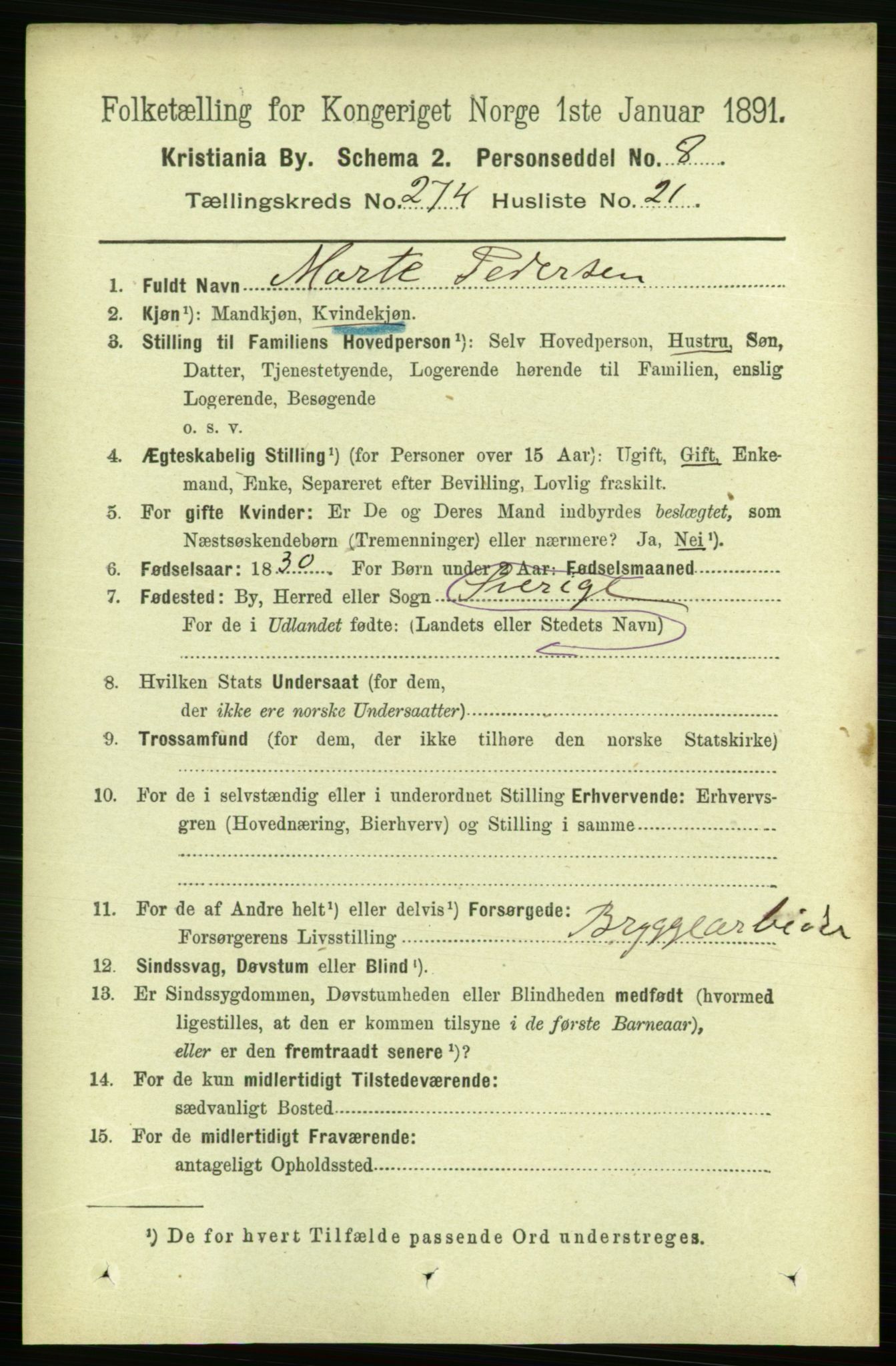 RA, 1891 census for 0301 Kristiania, 1891, p. 166799