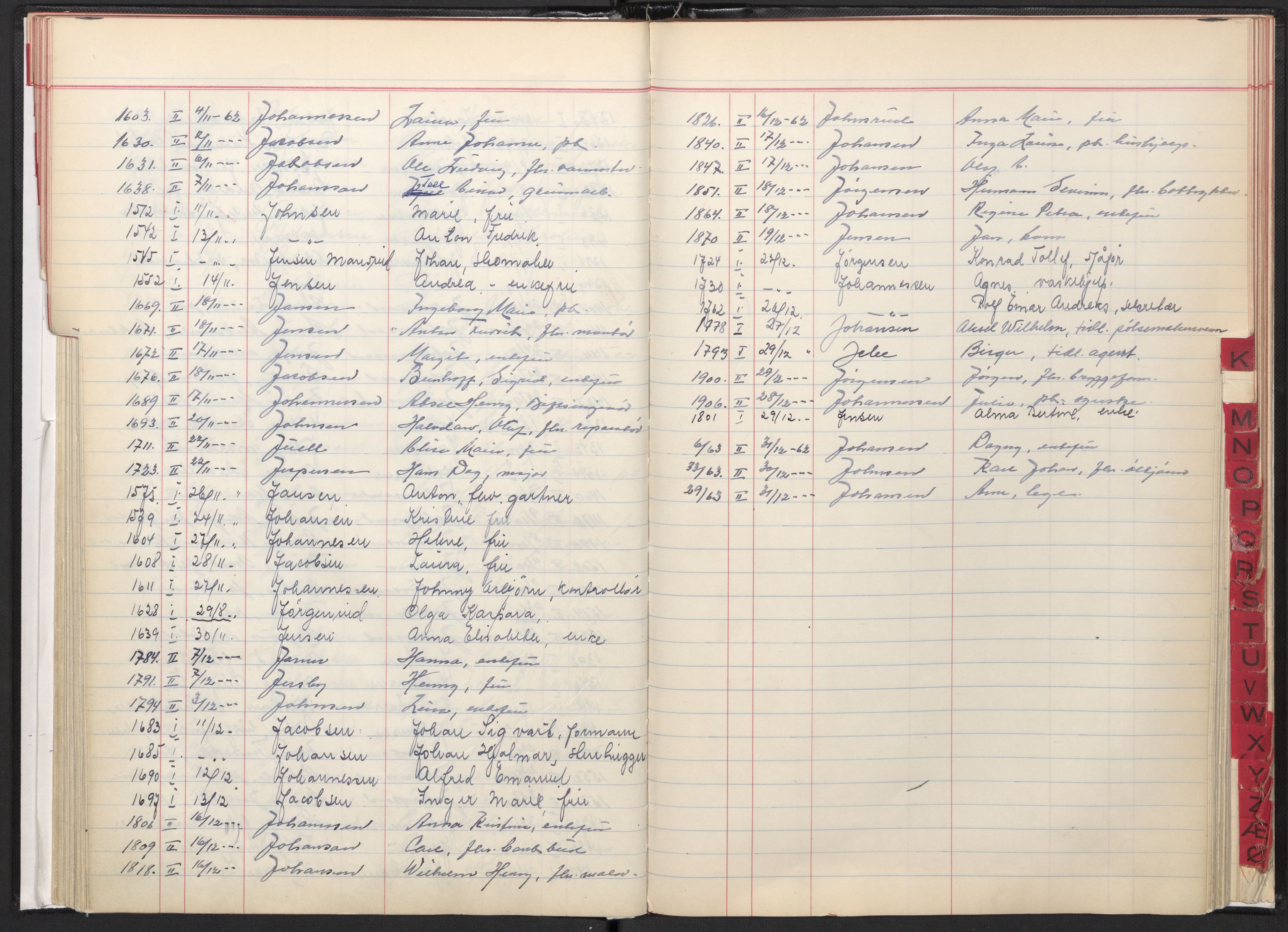 Oslo skifterett, AV/SAO-A-10383/F/Fa/Faa/L0062: Navneregister dødsfallssaker, avd. I-II, 1962
