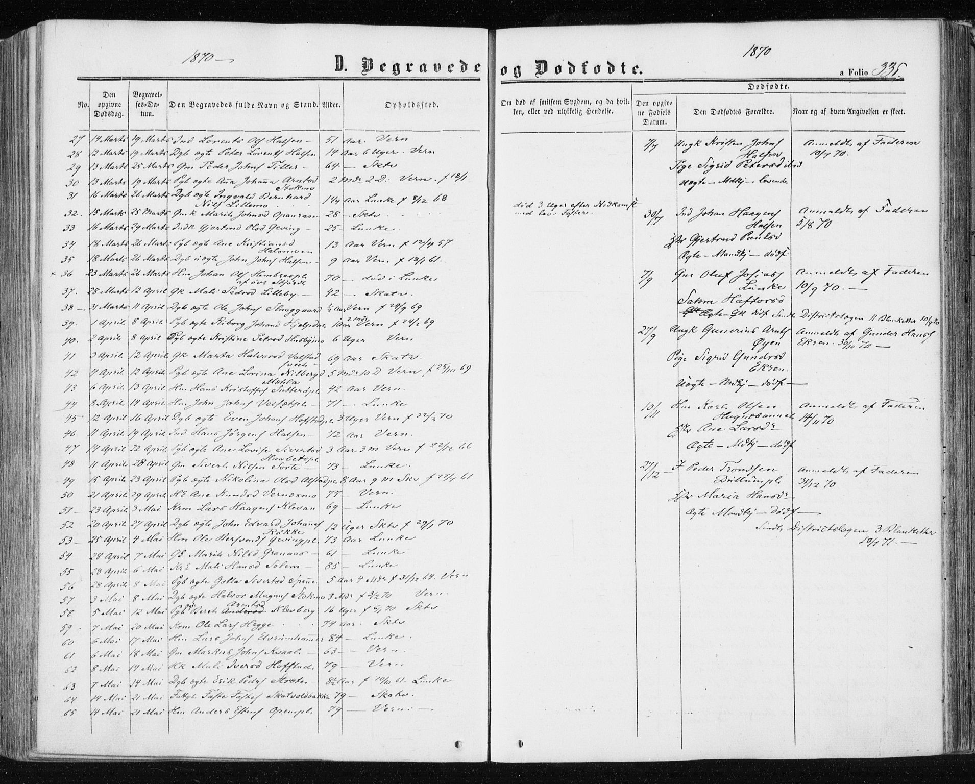 Ministerialprotokoller, klokkerbøker og fødselsregistre - Nord-Trøndelag, SAT/A-1458/709/L0075: Parish register (official) no. 709A15, 1859-1870, p. 335