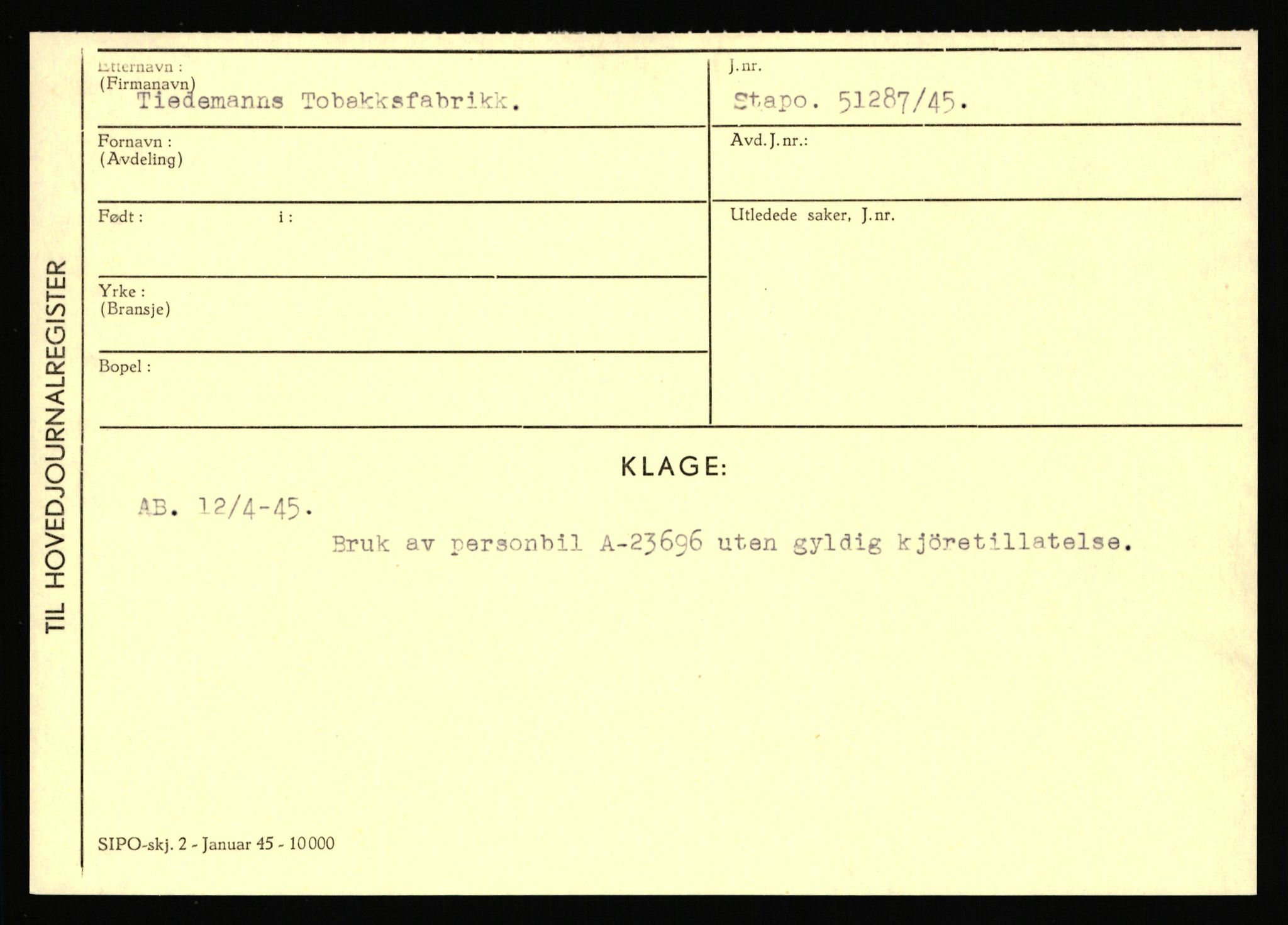 Statspolitiet - Hovedkontoret / Osloavdelingen, AV/RA-S-1329/C/Ca/L0015: Svea - Tøsse, 1943-1945, p. 3121