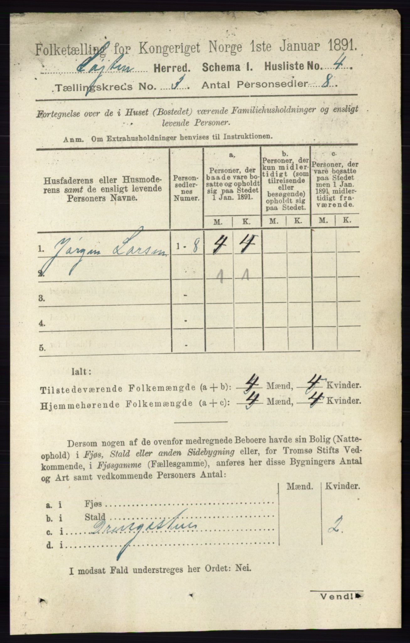 RA, 1891 census for 0415 Løten, 1891, p. 2003