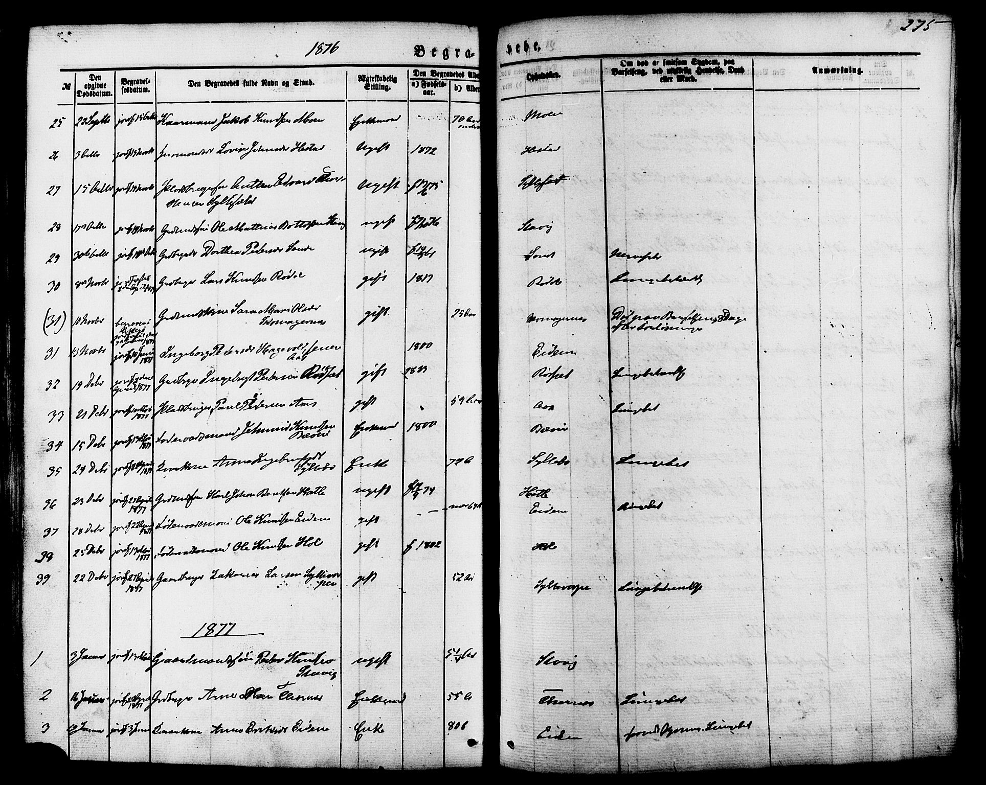 Ministerialprotokoller, klokkerbøker og fødselsregistre - Møre og Romsdal, AV/SAT-A-1454/565/L0749: Parish register (official) no. 565A03, 1871-1886, p. 275