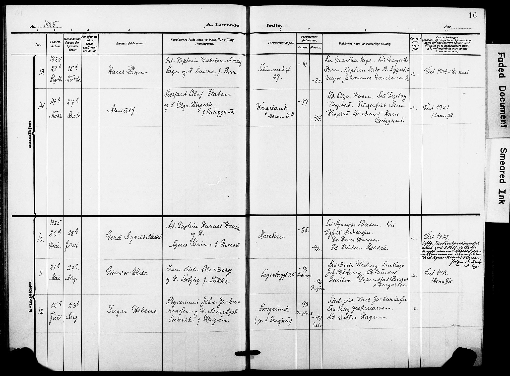 Garnisonsmenigheten Kirkebøker, AV/SAO-A-10846/F/Fa/L0016: Parish register (official) no. 16, 1922-1930, p. 16
