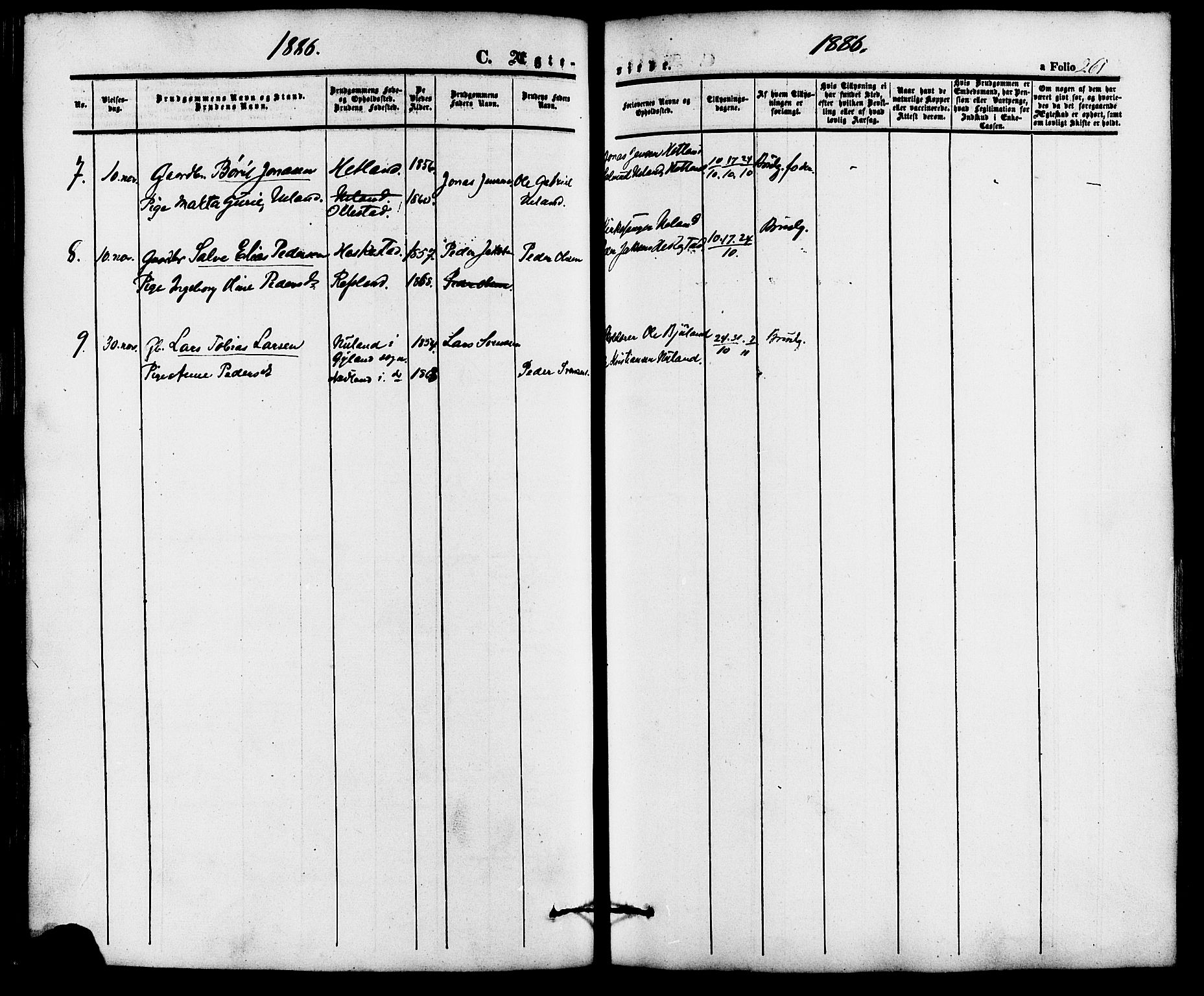 Lund sokneprestkontor, AV/SAST-A-101809/S06/L0010: Parish register (official) no. A 9, 1854-1886, p. 261