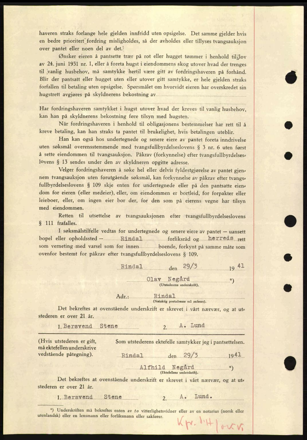 Nordmøre sorenskriveri, AV/SAT-A-4132/1/2/2Ca: Mortgage book no. B88, 1941-1942, Diary no: : 991/1941