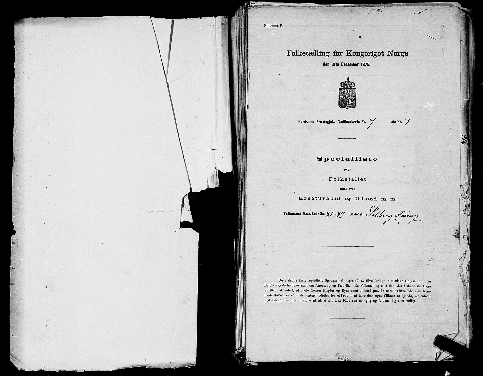 RA, 1875 census for 0239P Hurdal, 1875, p. 863