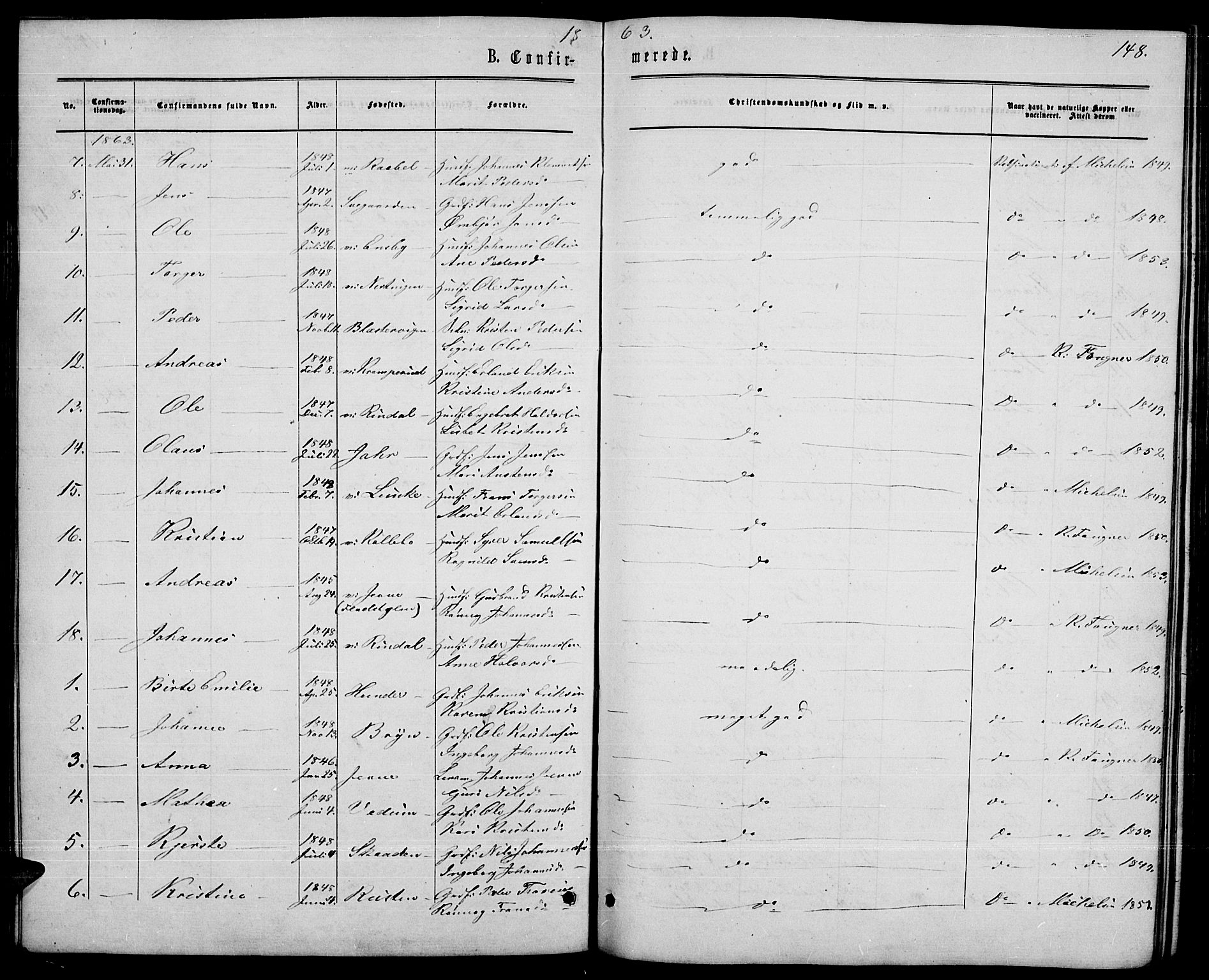 Øyer prestekontor, AV/SAH-PREST-084/H/Ha/Hab/L0001: Parish register (copy) no. 1, 1863-1877, p. 148