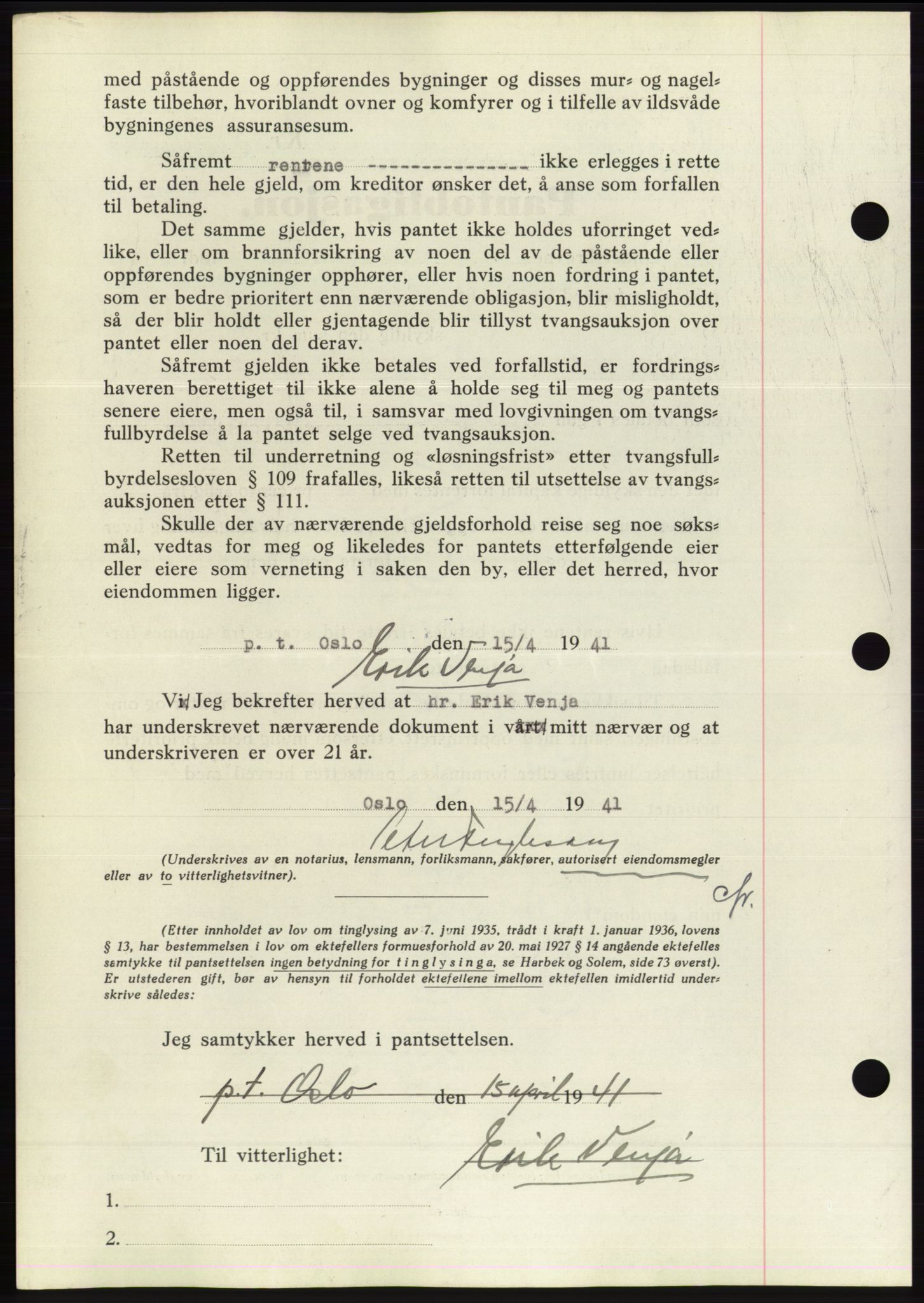 Søre Sunnmøre sorenskriveri, AV/SAT-A-4122/1/2/2C/L0071: Mortgage book no. 65, 1941-1941, Diary no: : 415/1941