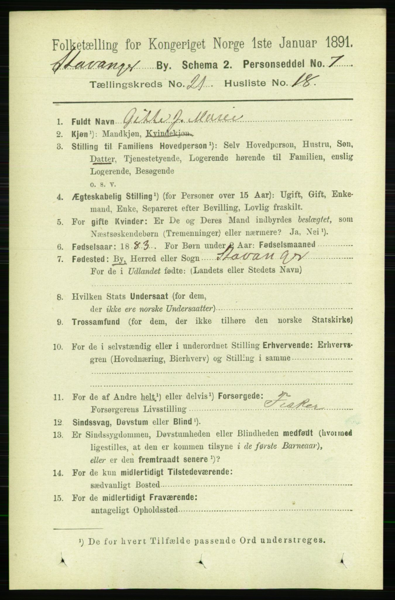 RA, 1891 census for 1103 Stavanger, 1891, p. 23590