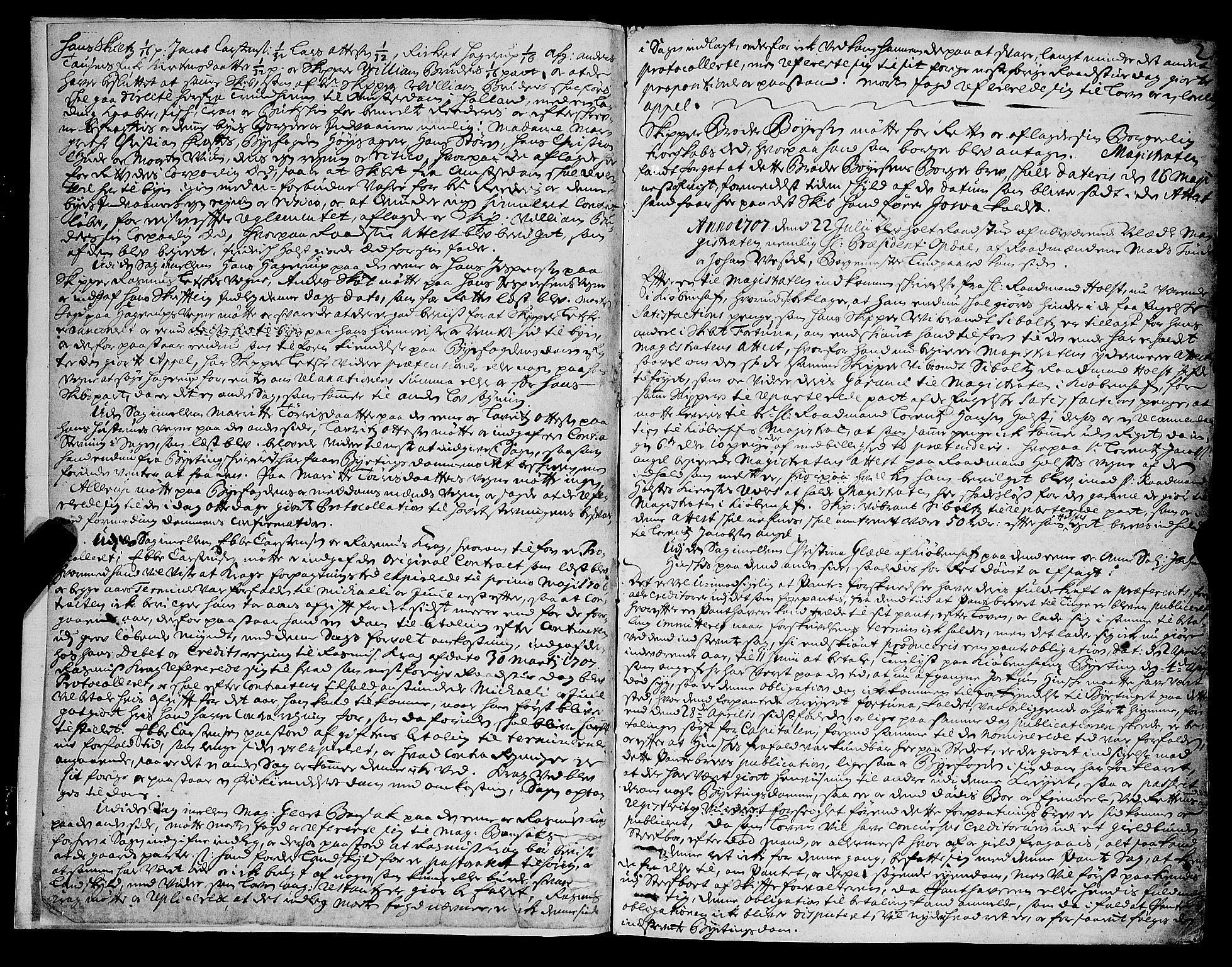 Trondheim magistrat, SAT/A-4372/A/Aa/L0009: Rådstueprotokoller, 1707-1710, p. 2
