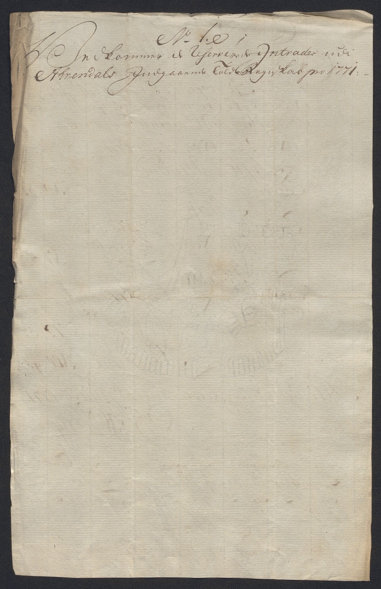 Generaltollkammeret, tollregnskaper, AV/RA-EA-5490/R15/L0070/0003: Tollregnskaper Arendal / Designasjon over inngående tollregnskap, 1771, p. 2