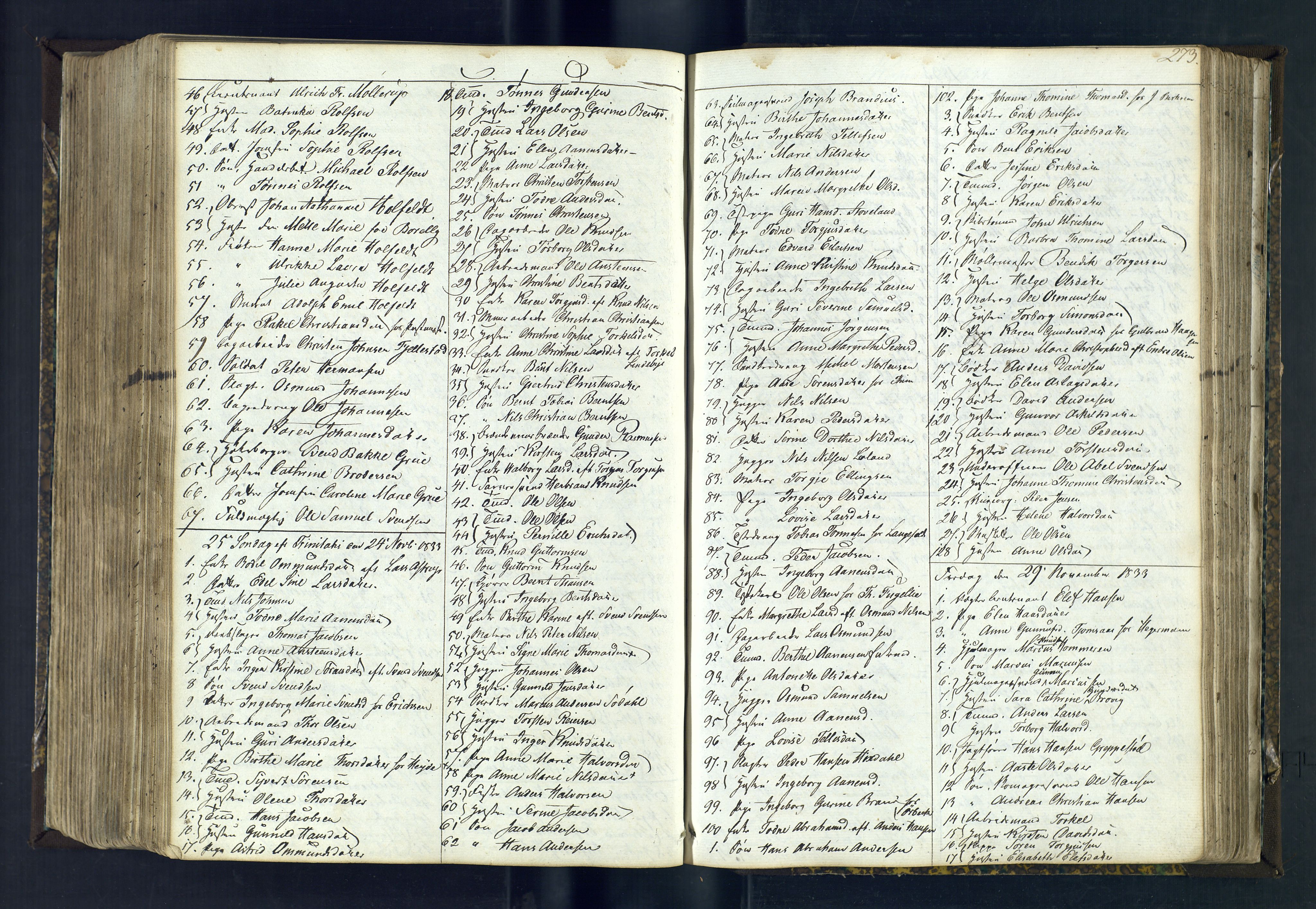 Kristiansand domprosti, SAK/1112-0006/F/Fc/L0002: Communicants register no. C 1, 1826-1837, p. 273