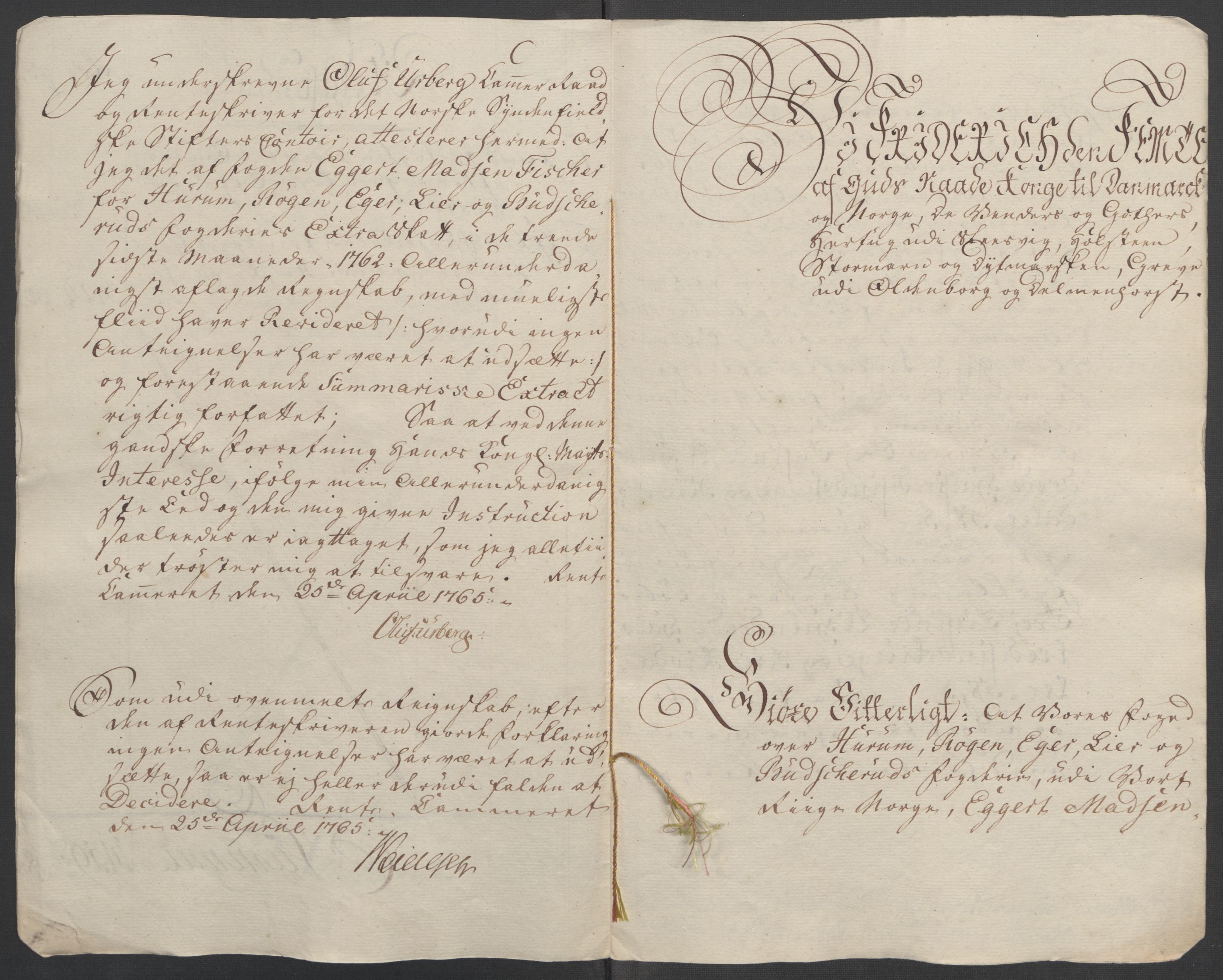 Rentekammeret inntil 1814, Reviderte regnskaper, Fogderegnskap, AV/RA-EA-4092/R31/L1833: Ekstraskatten Hurum, Røyken, Eiker, Lier og Buskerud, 1762-1764, p. 13