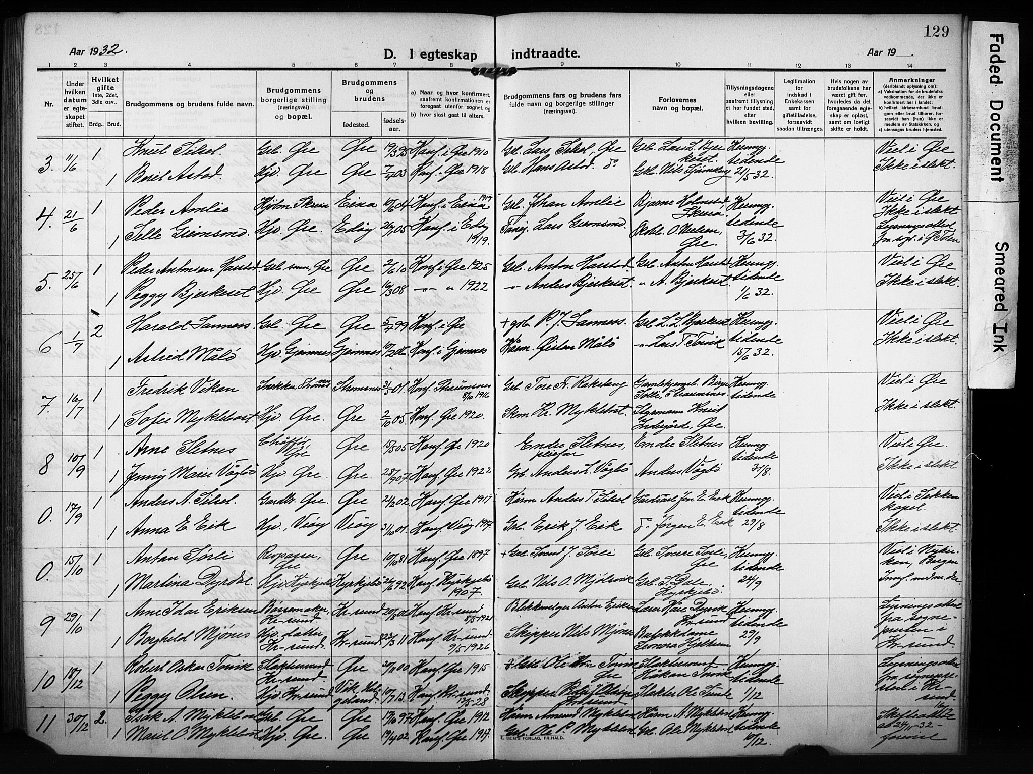 Ministerialprotokoller, klokkerbøker og fødselsregistre - Møre og Romsdal, AV/SAT-A-1454/584/L0970: Parish register (copy) no. 584C03, 1912-1932, p. 129