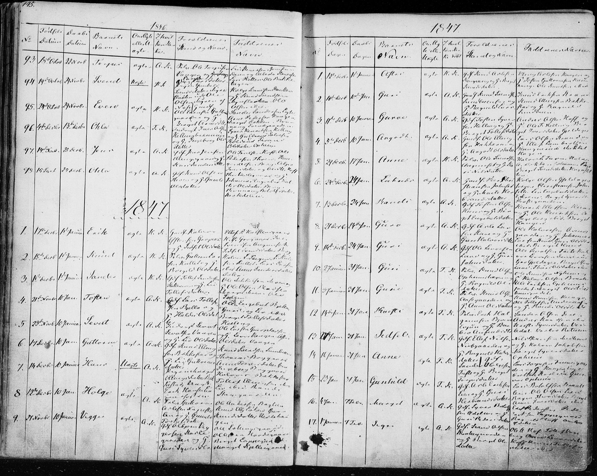 Ål kirkebøker, SAKO/A-249/F/Fa/L0005: Parish register (official) no. I 5, 1825-1848, p. 145