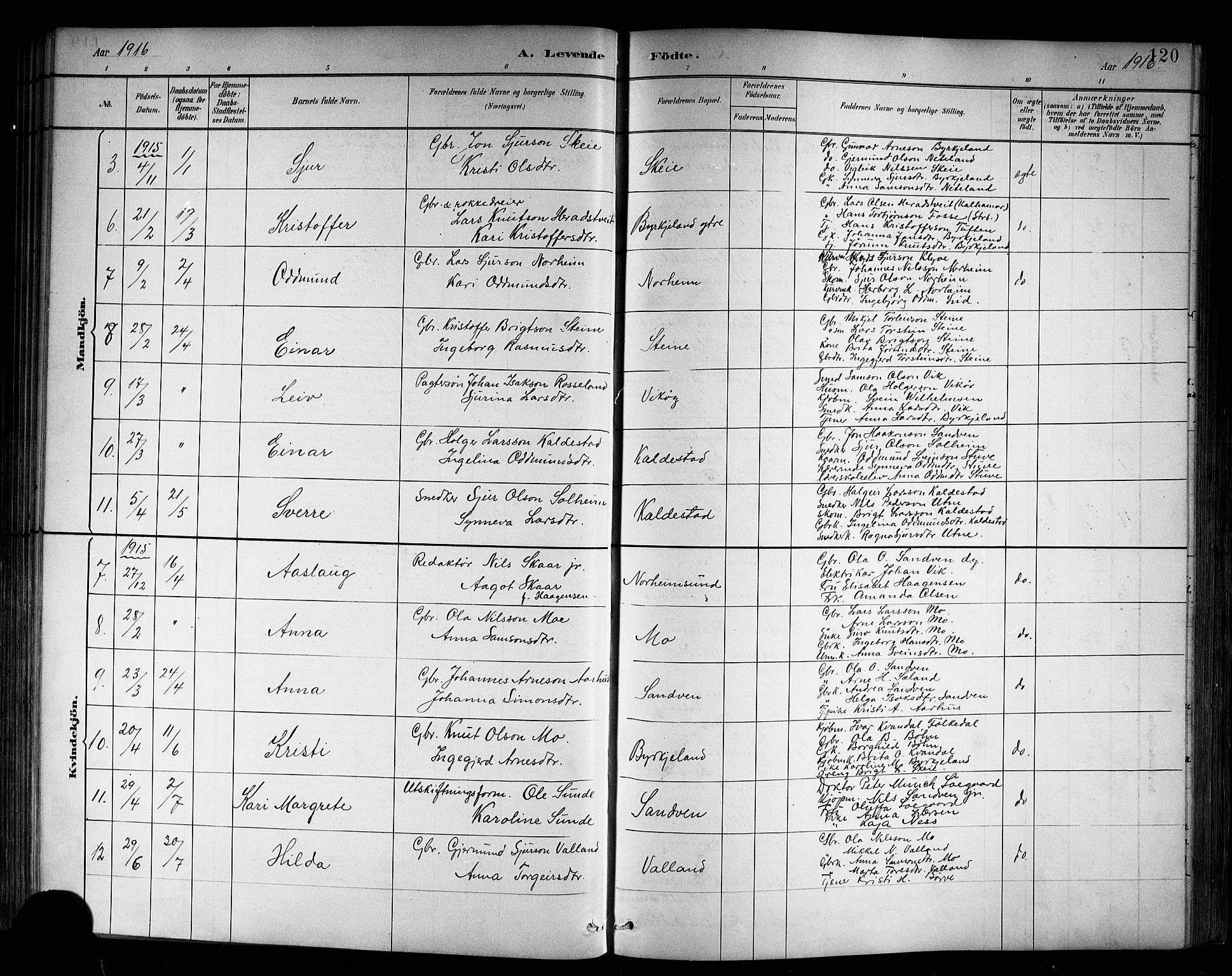 Kvam sokneprestembete, SAB/A-76201/H/Hab: Parish register (copy) no. B 3, 1884-1916, p. 120
