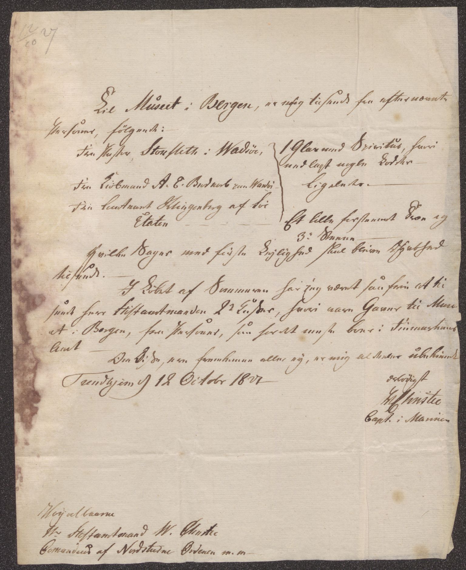Bergens Museum, UMB/A007/D/Da/L0002/0002: Brevsamling 1827 / Brevsamling 1827, 1827