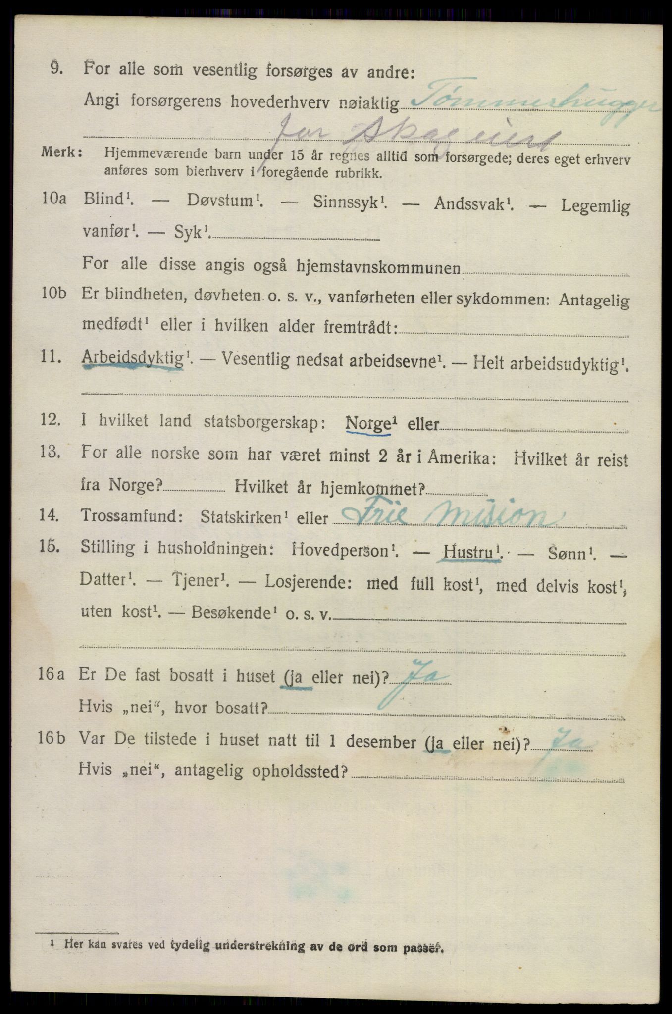 SAKO, 1920 census for Bamble, 1920, p. 4604