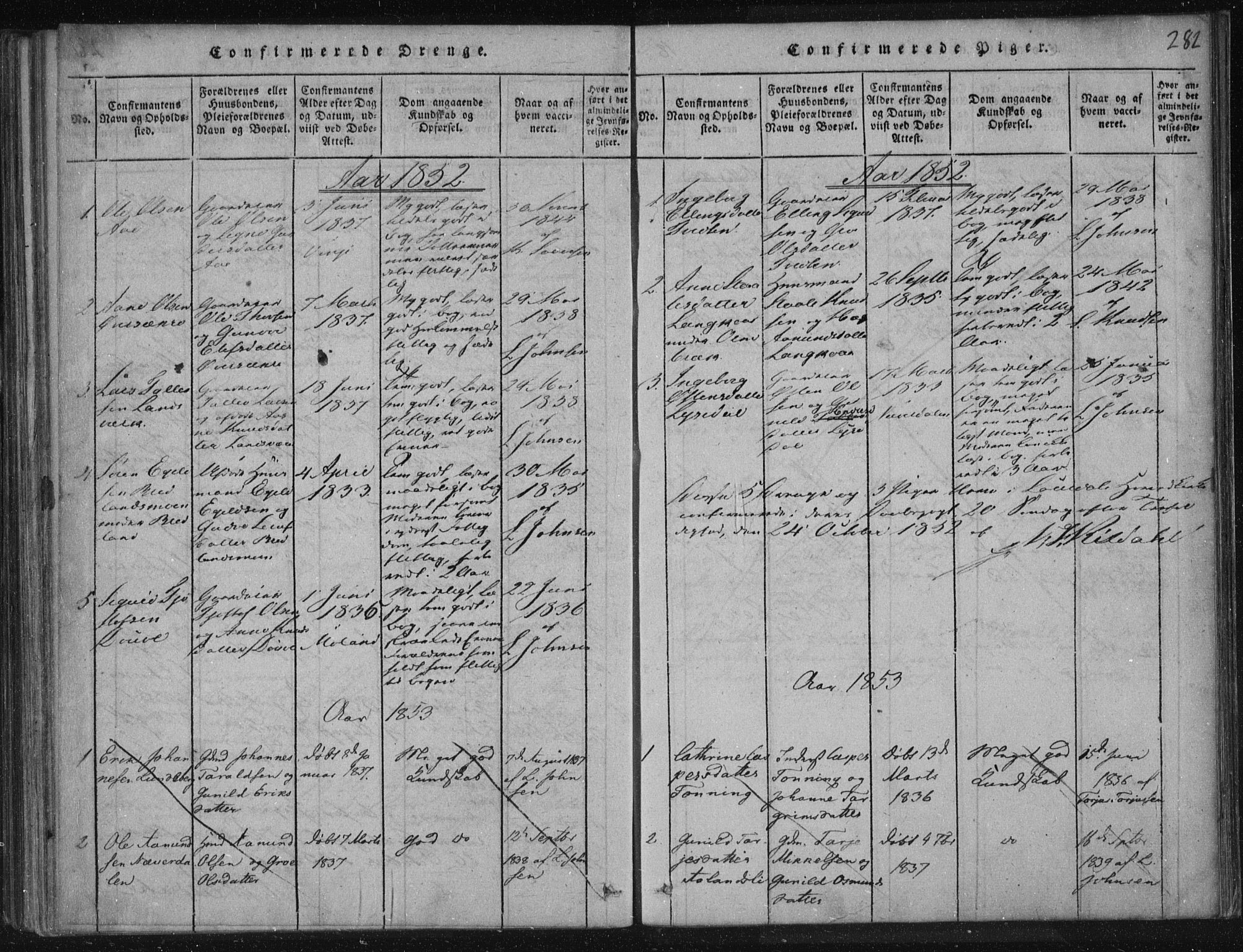 Lårdal kirkebøker, AV/SAKO-A-284/F/Fc/L0001: Parish register (official) no. III 1, 1815-1860, p. 282