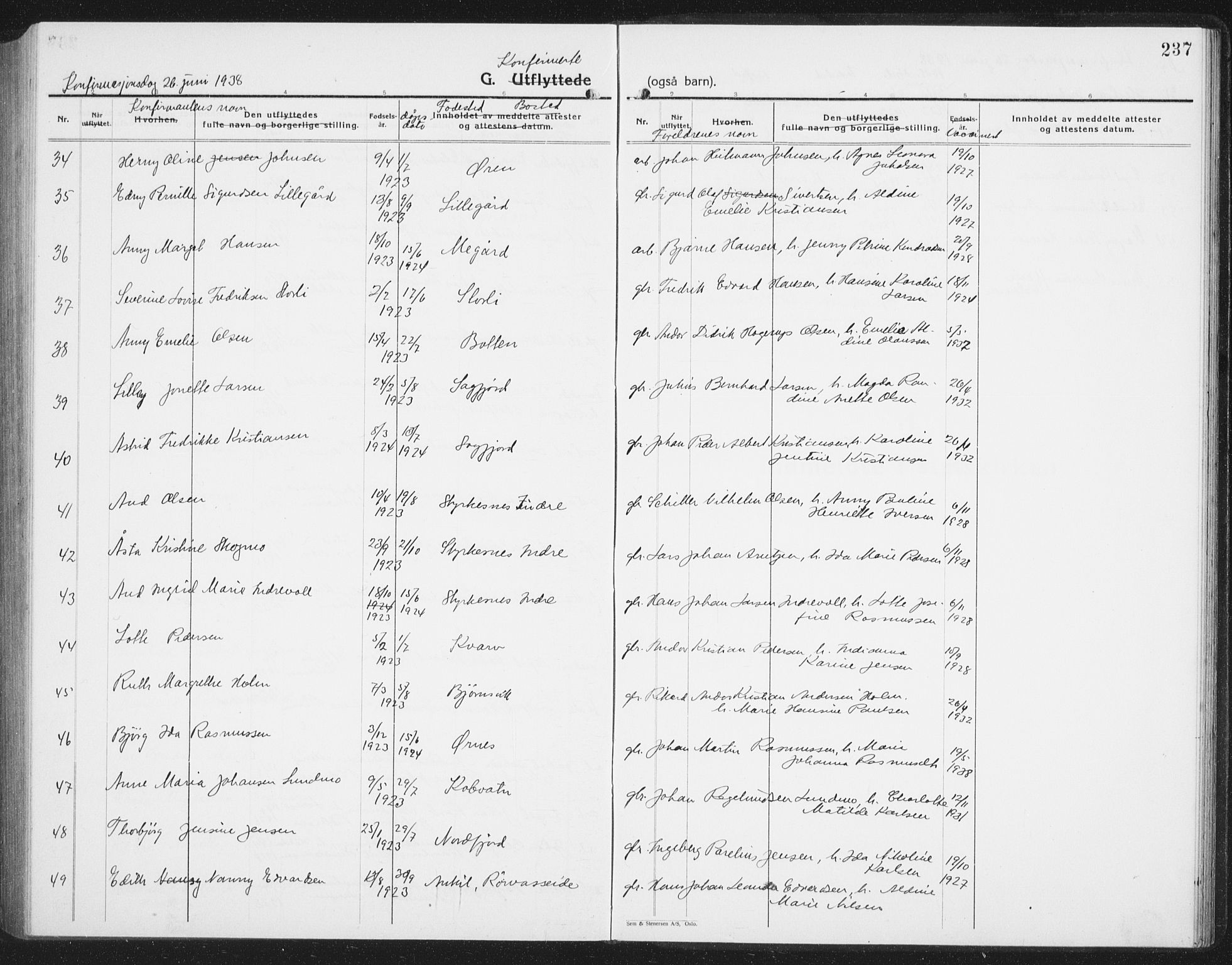 Ministerialprotokoller, klokkerbøker og fødselsregistre - Nordland, AV/SAT-A-1459/854/L0788: Parish register (copy) no. 854C04, 1926-1940, p. 237